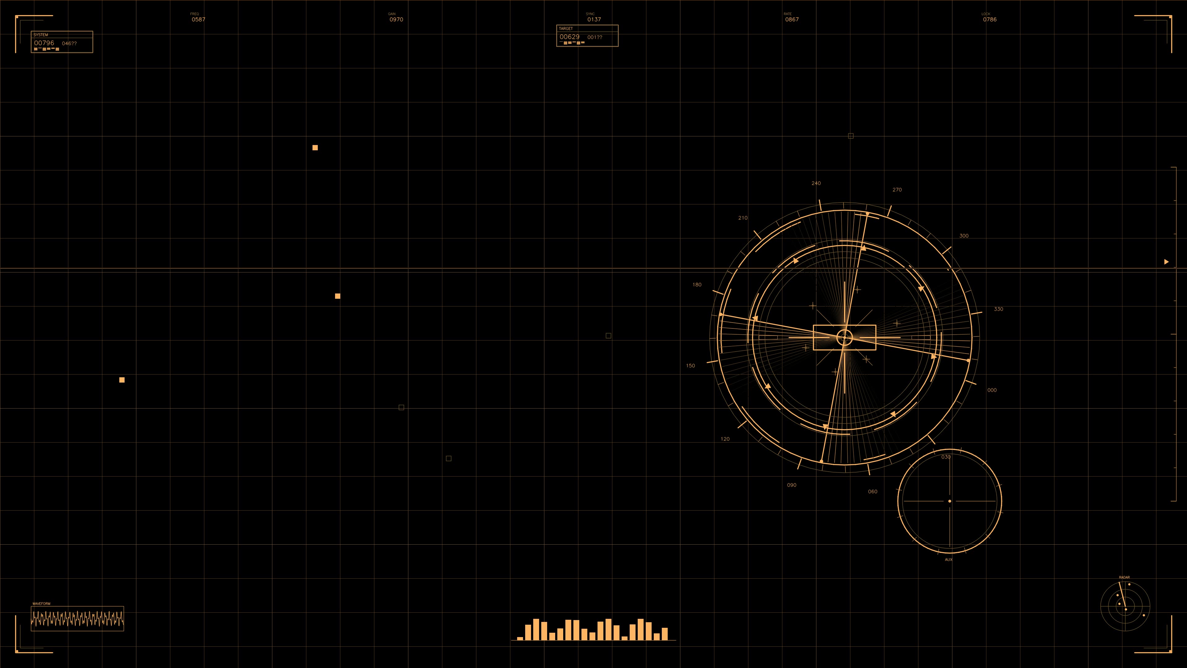 Military gui war stock footage hud animation for science fiction production in a dark interface setting with grid lines