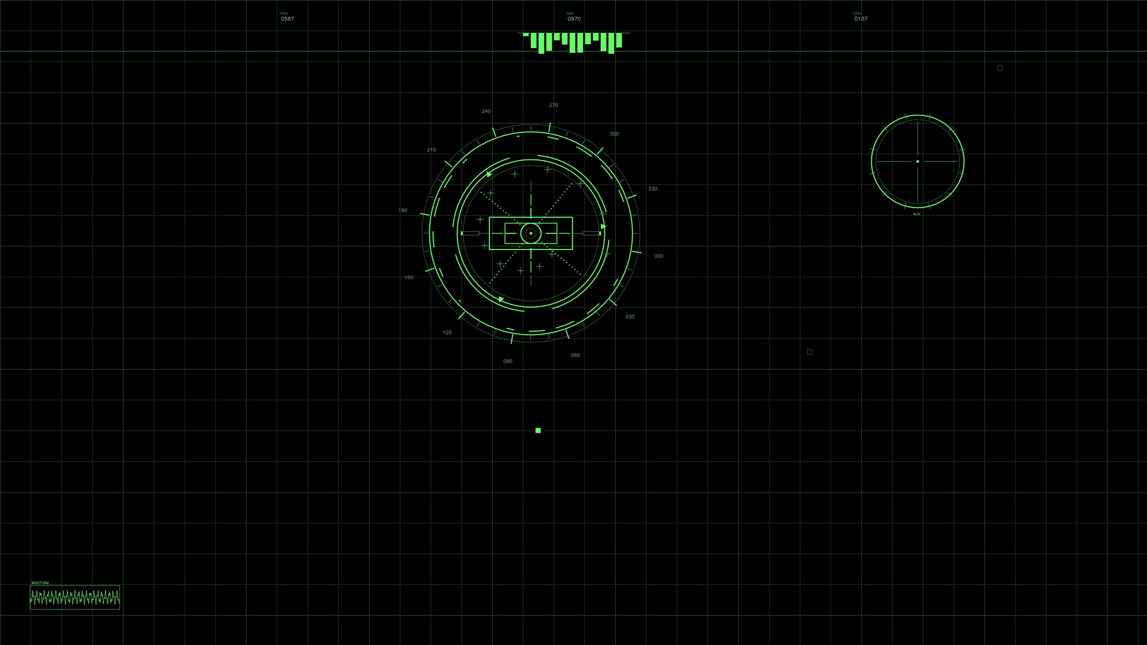Military gui war stock footage hud animation for science fiction production featuring dark grid lines and green graphics