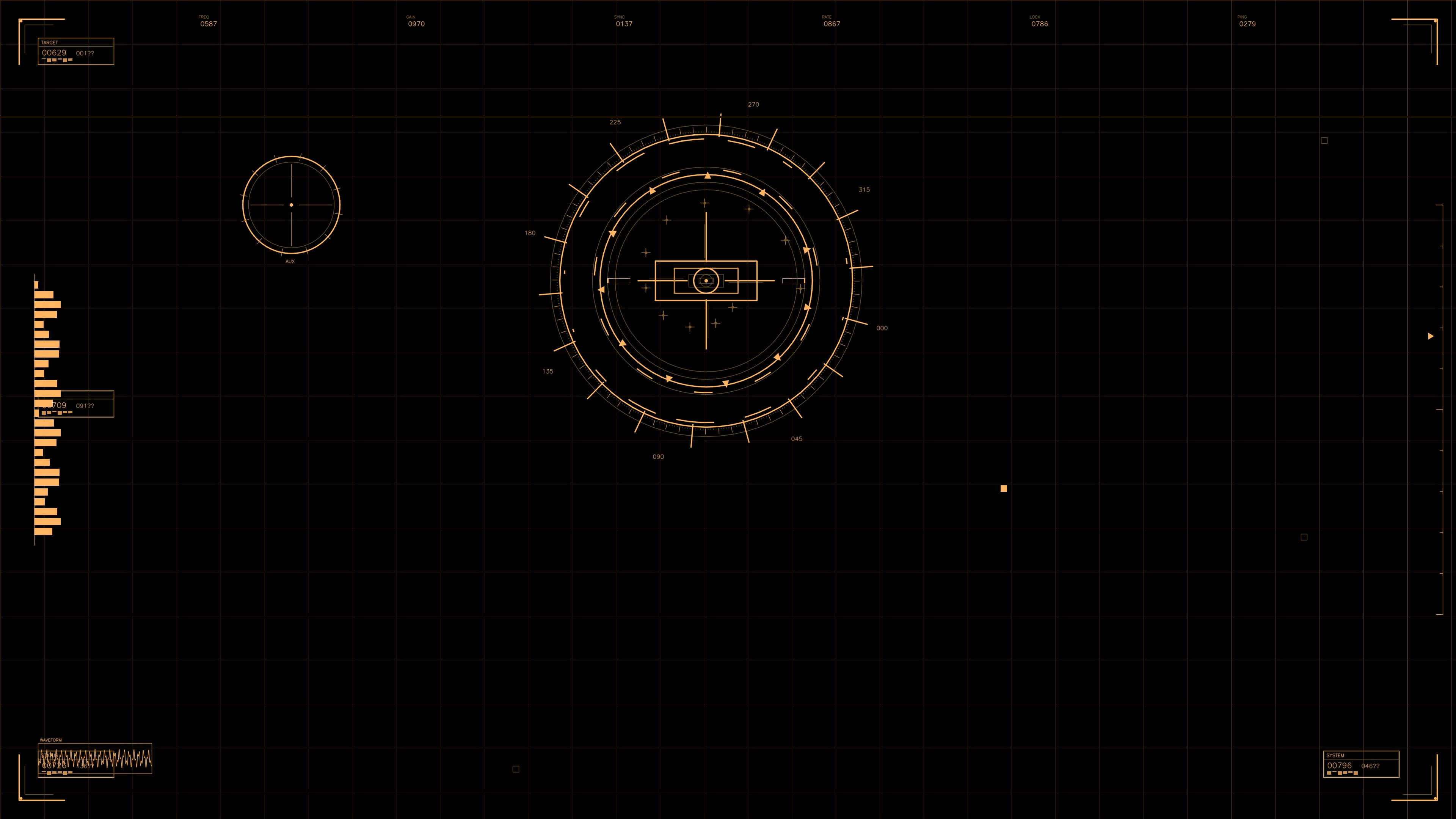 Military gui war stock footage hud animation for science fiction production in dark background with grid lines and circular elements