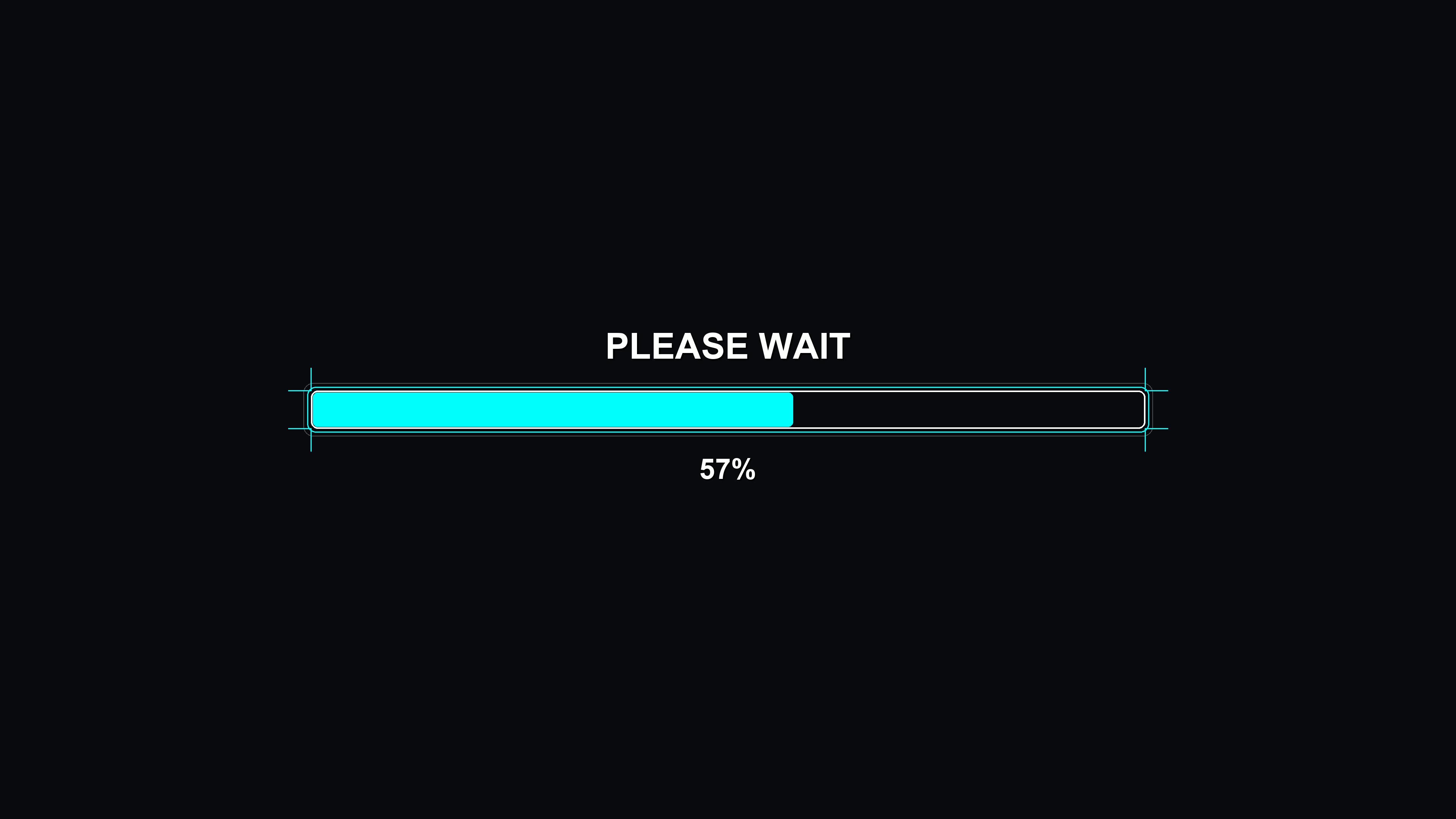 Loading animation for science fiction settings displaying progress bar with wait message and percentage complete in digital interface