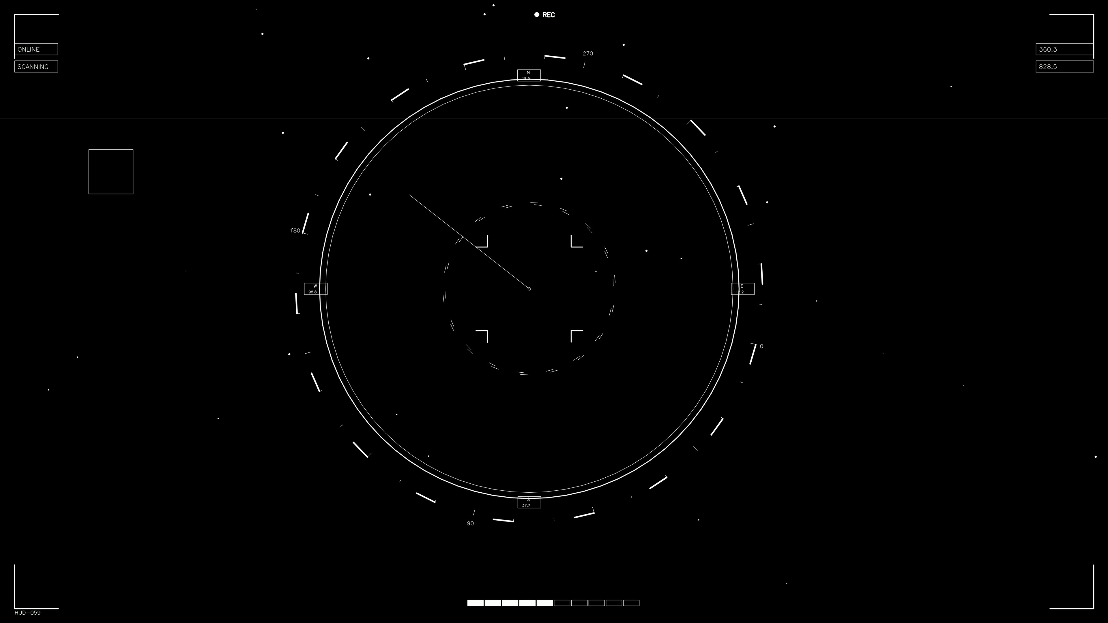 Animation of hud elements for web design and sci-fi video editing showcasing user interface display with circular graphics