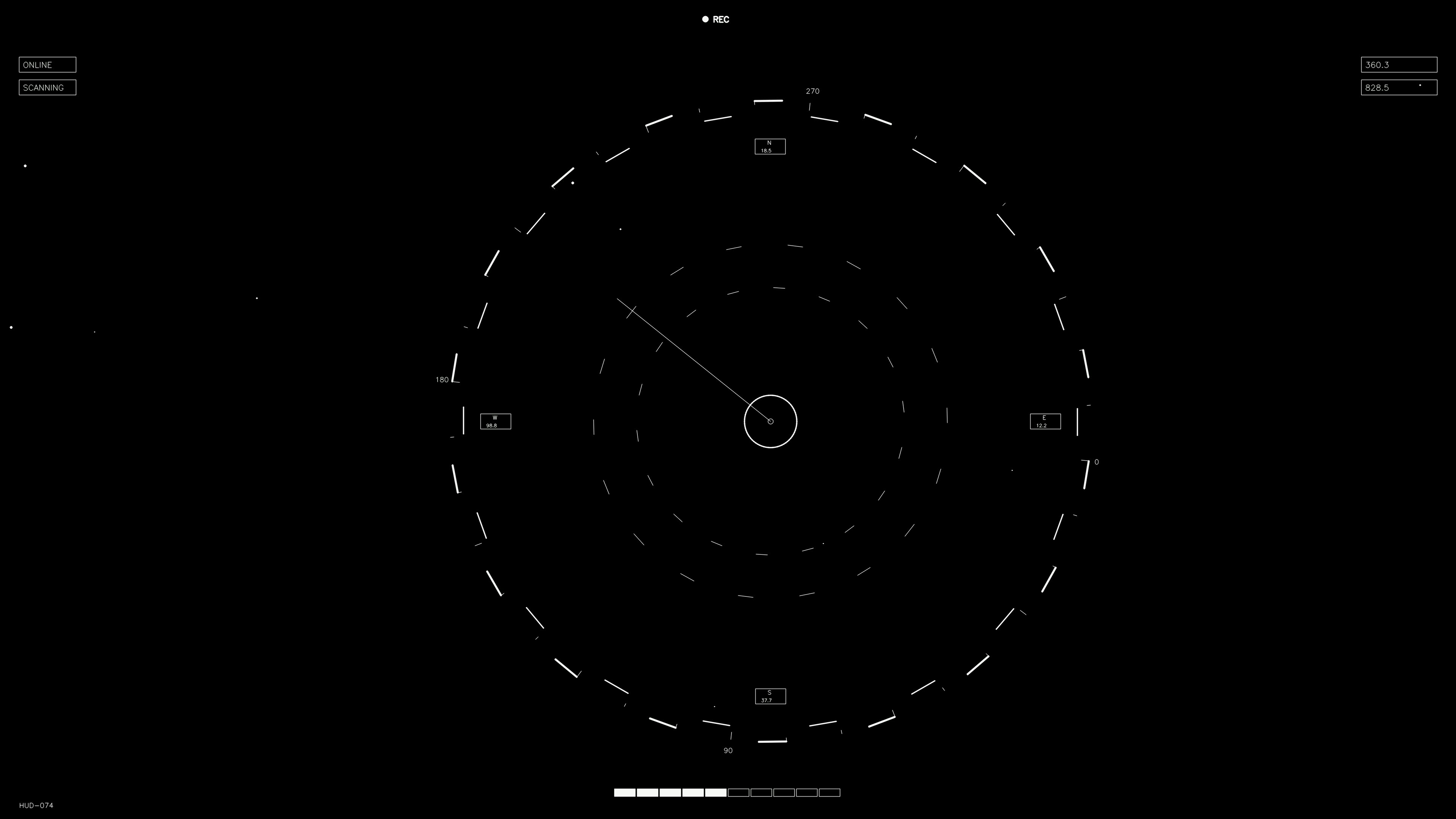Hud elements animation for web designers and sci-fi video editors with circles and lines on a black background
