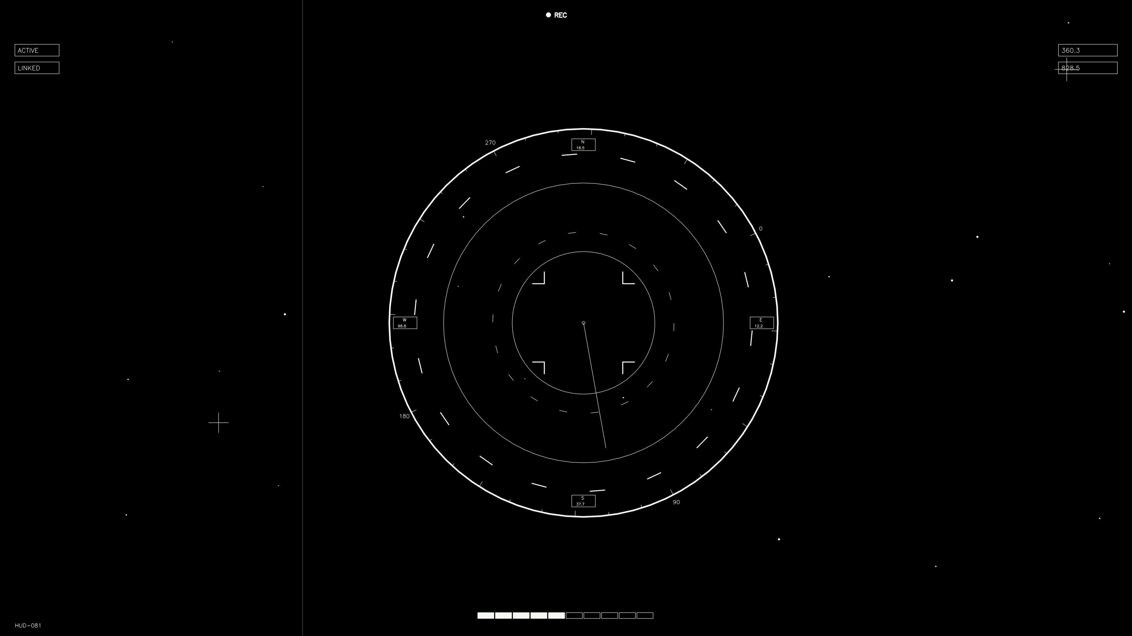 Animation of hud elements designed for webdesigners and sci-fi video editors showing a circular interface with dynamic lines