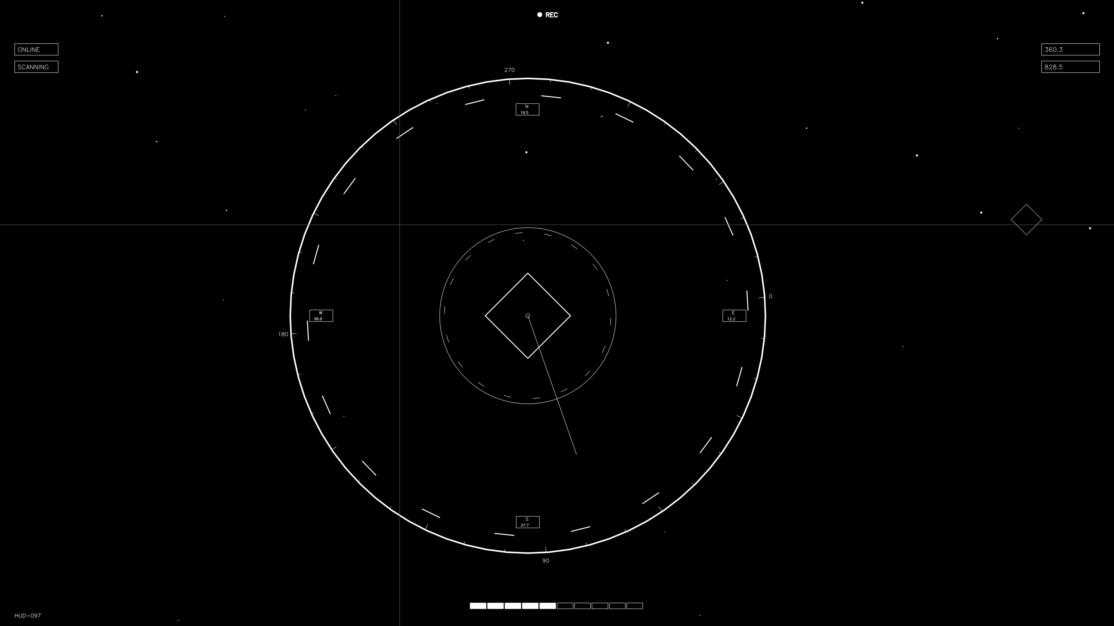 Motion graphic showing hud elements for web design and sci-fi video editing with circular layout and various shapes