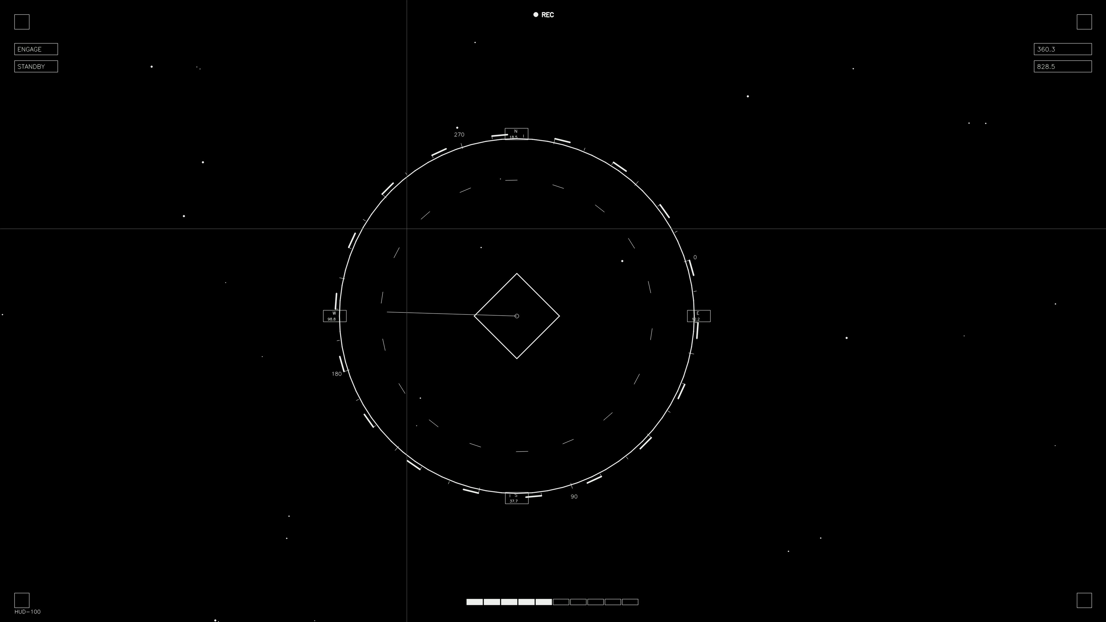 Animation of hud elements for web design and sci-fi video editing activity in a dark space setting with graphic elements