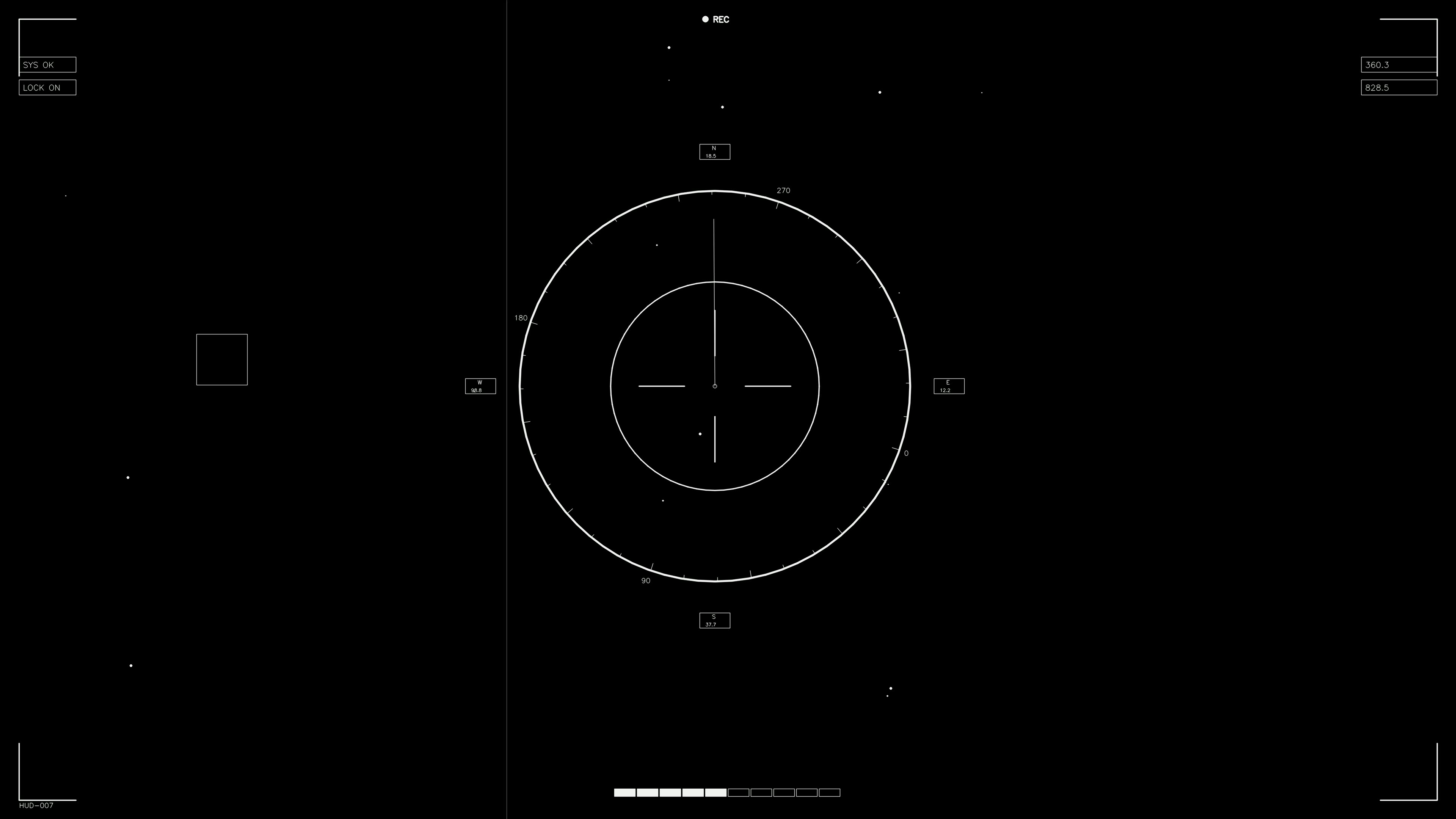 Animation of hud elements for web design and sci-fi video production at night