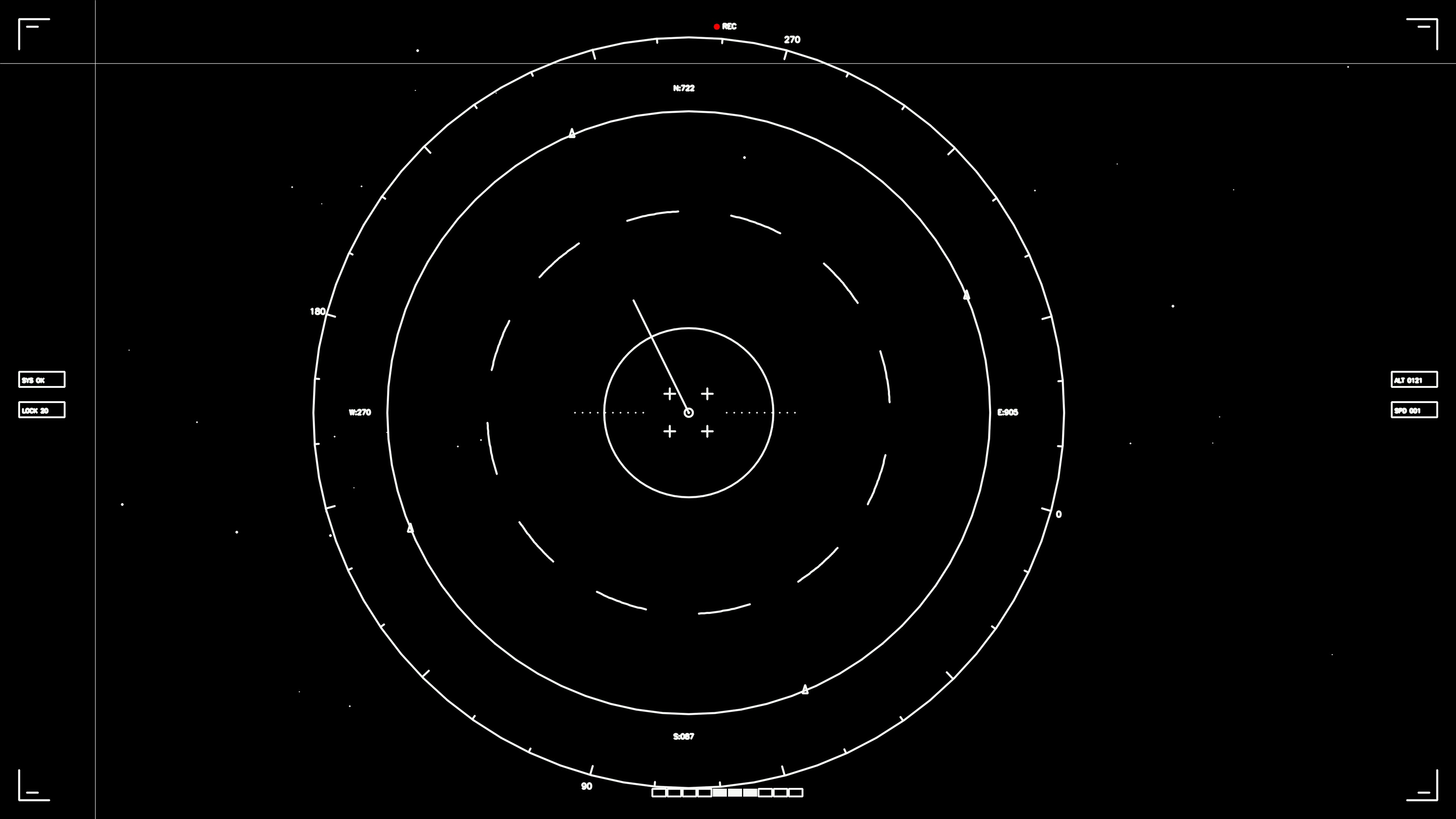 Hud elements animation for web designers and sci-fi video editing with circular radar display and data readouts