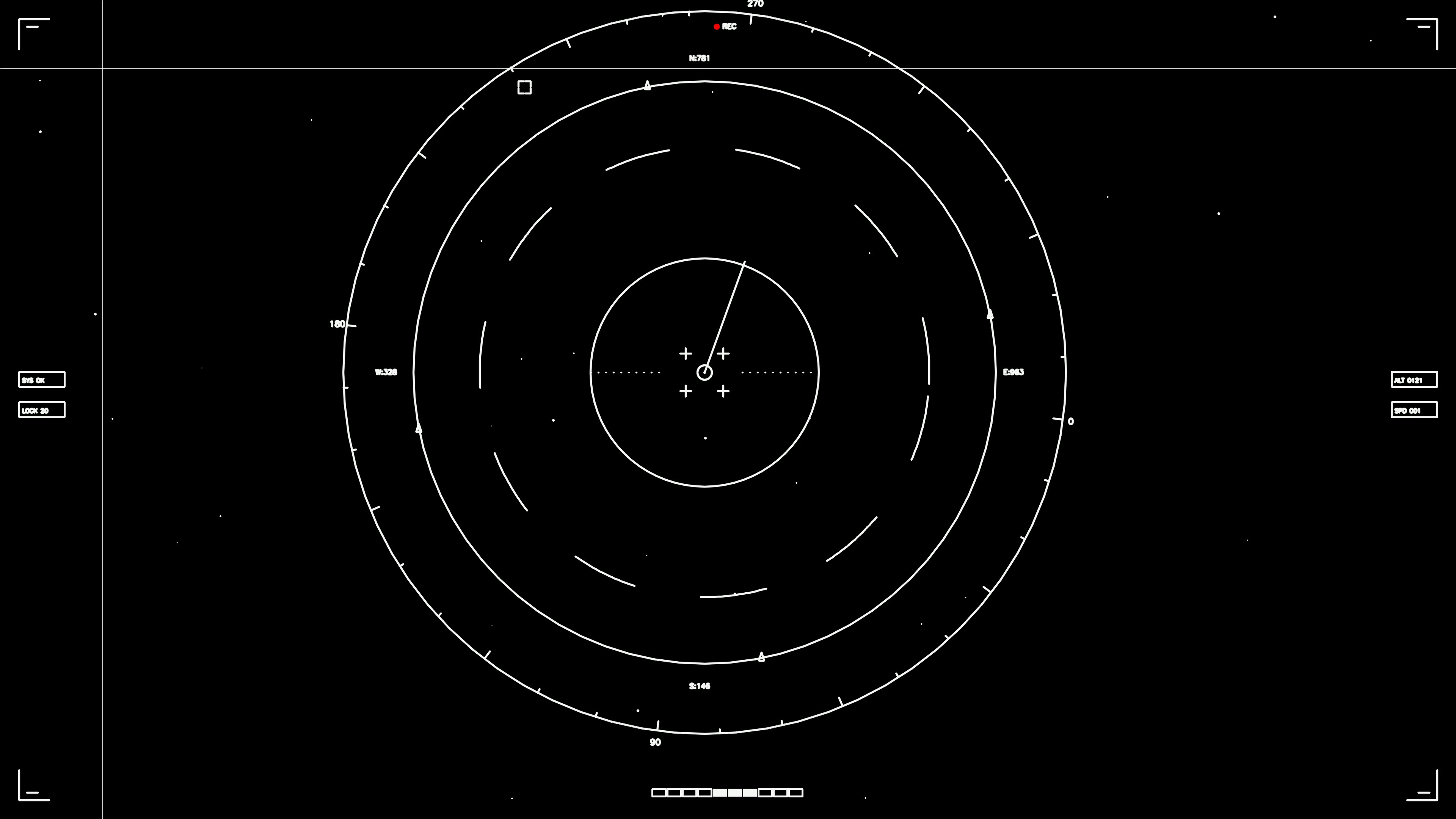 Hud elements animation for web designers and sci-fi video editors showing circular radar design with multiple data points