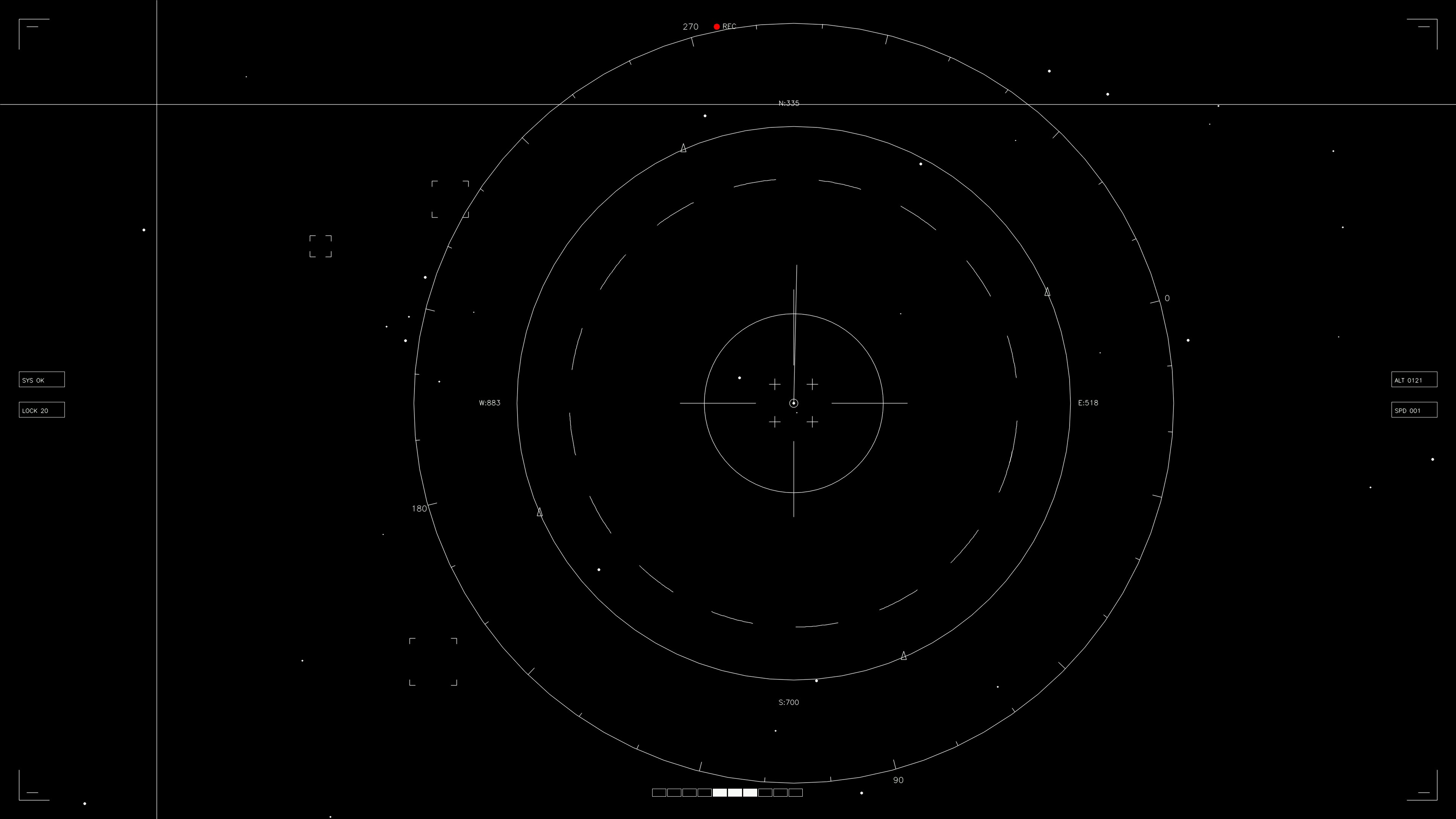 Hud elements animation for web designers and sci-fi video editors featuring circular radar display and tracking points