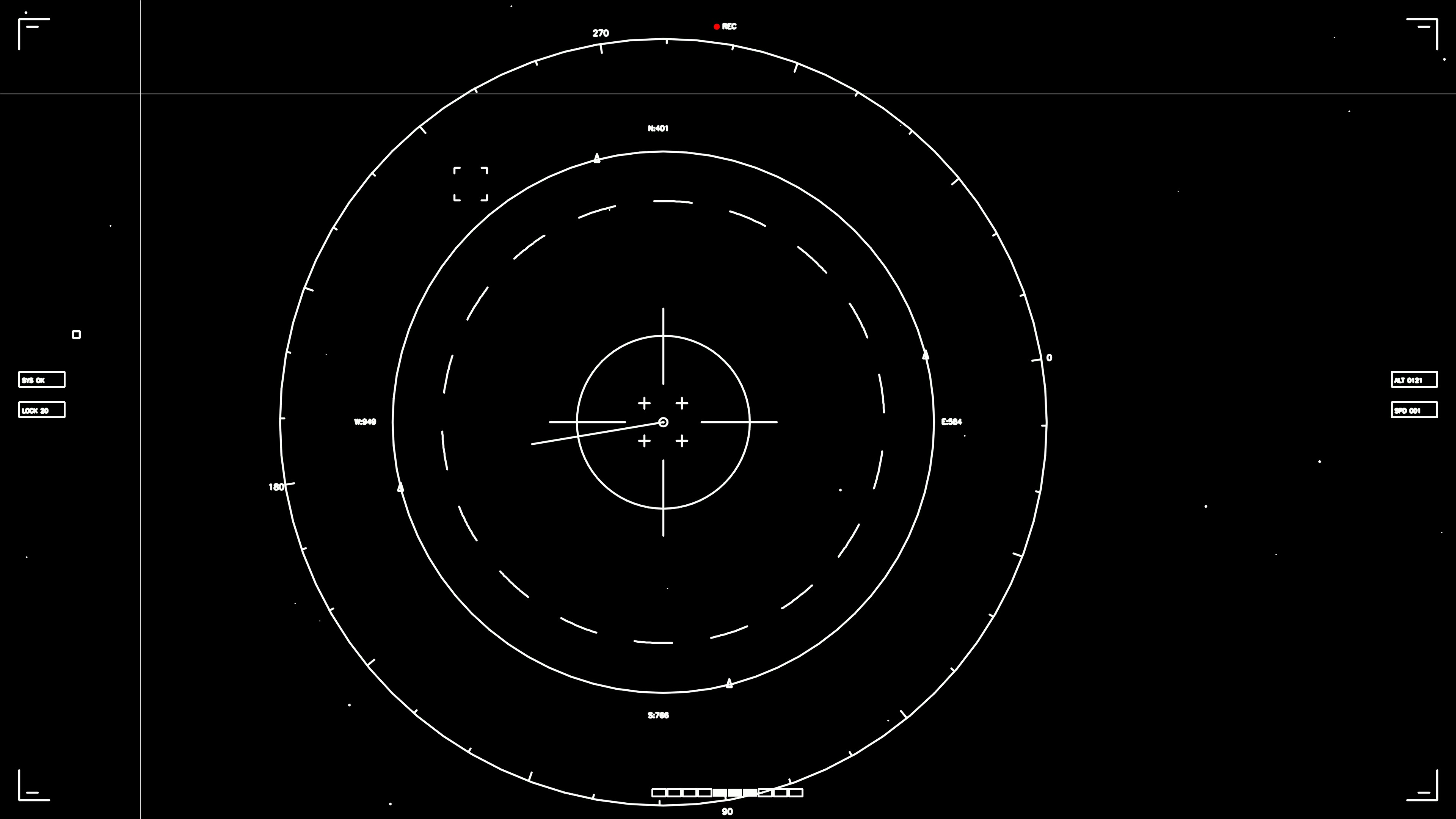 Hud elements animation for web design and sci-fi video editing with circular radar display and modern interface