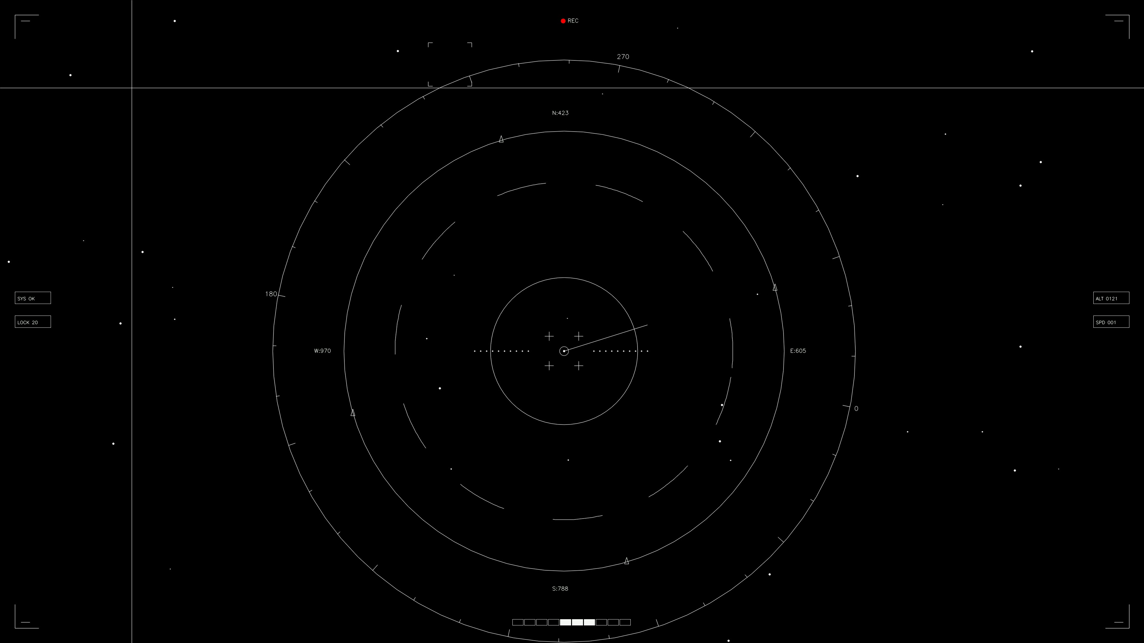 Animation of sci-fi radar display for web designer and video editor project with various elements and symbols in motion