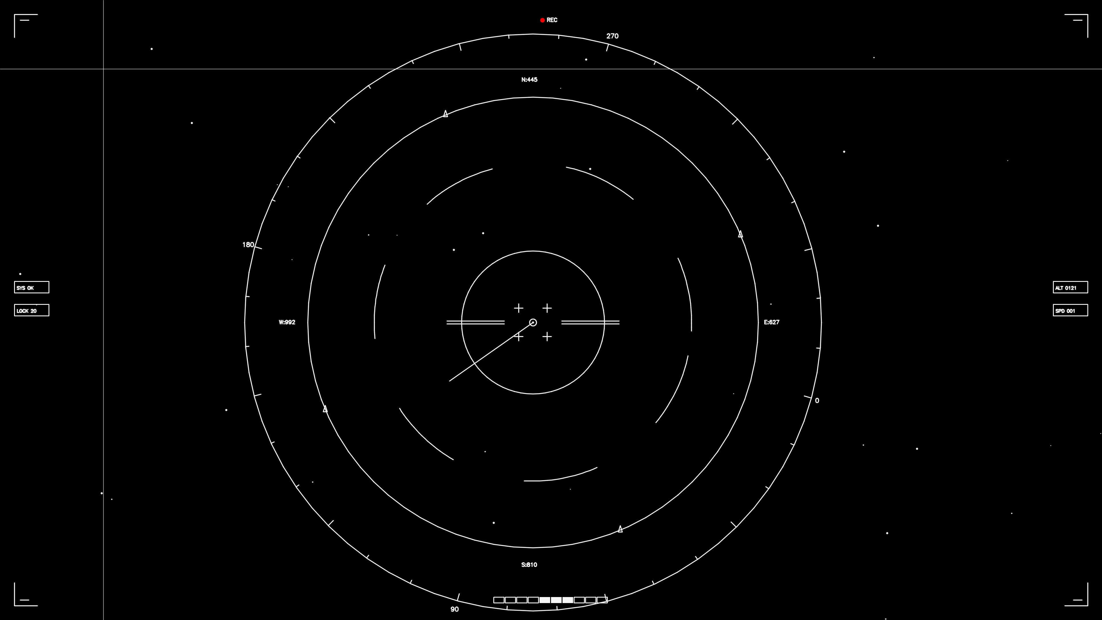 Hud elements animation for webdesigner and sci-fi video cutter in dark background with circles and lines
