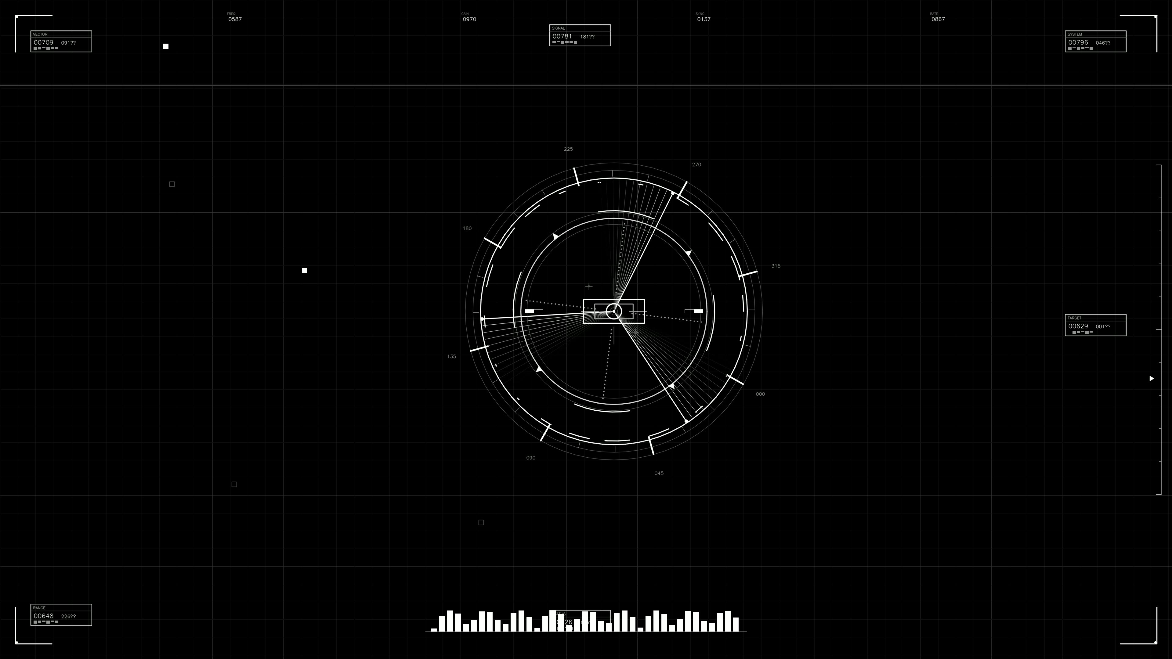 Futuristic interface displays navigational data and targeting information for military use