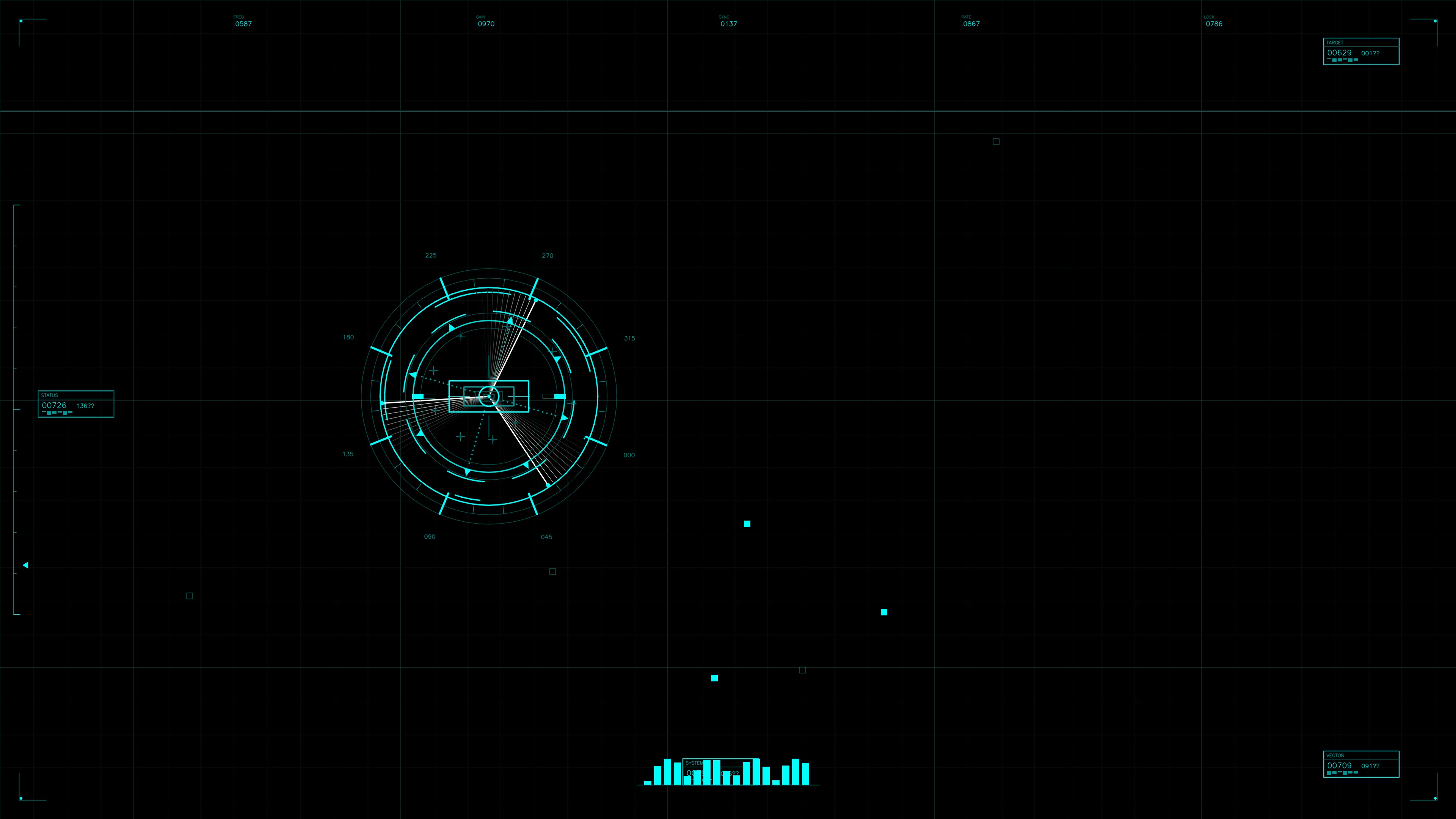 Military gui war stock footage hud animation for science fiction production with target indicators and radar display settings