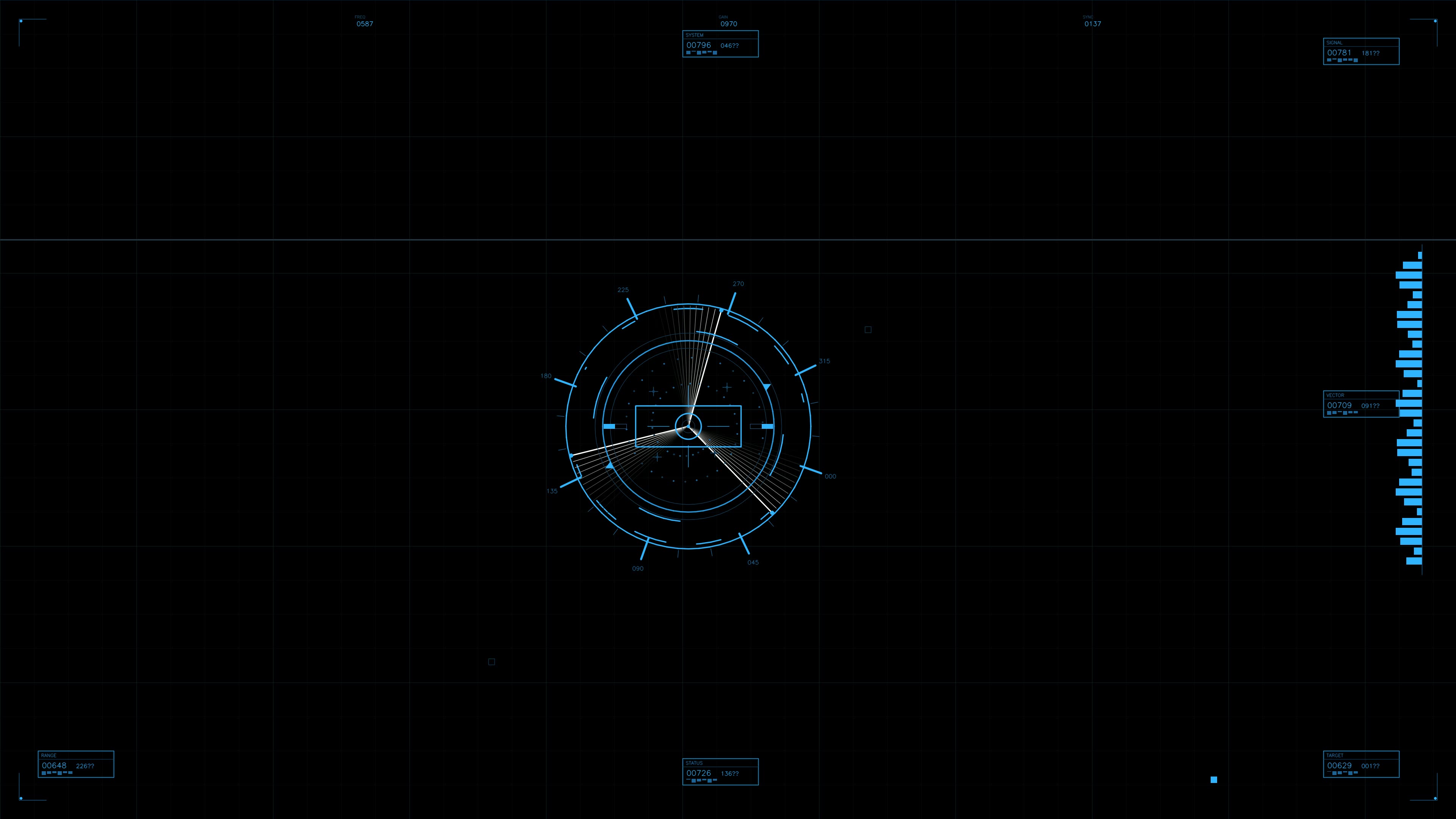 Military gui interface animation for war related science fiction production in dark setting