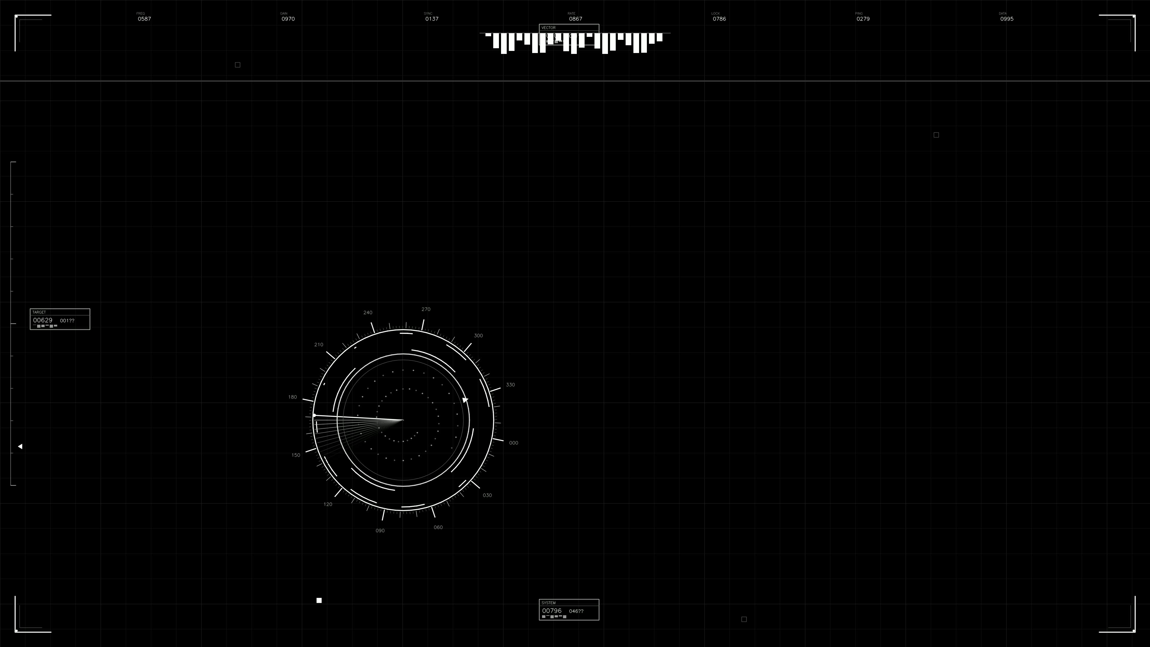 Military gui war stock footage hud animation for science fiction production showing data visualization elements on black background
