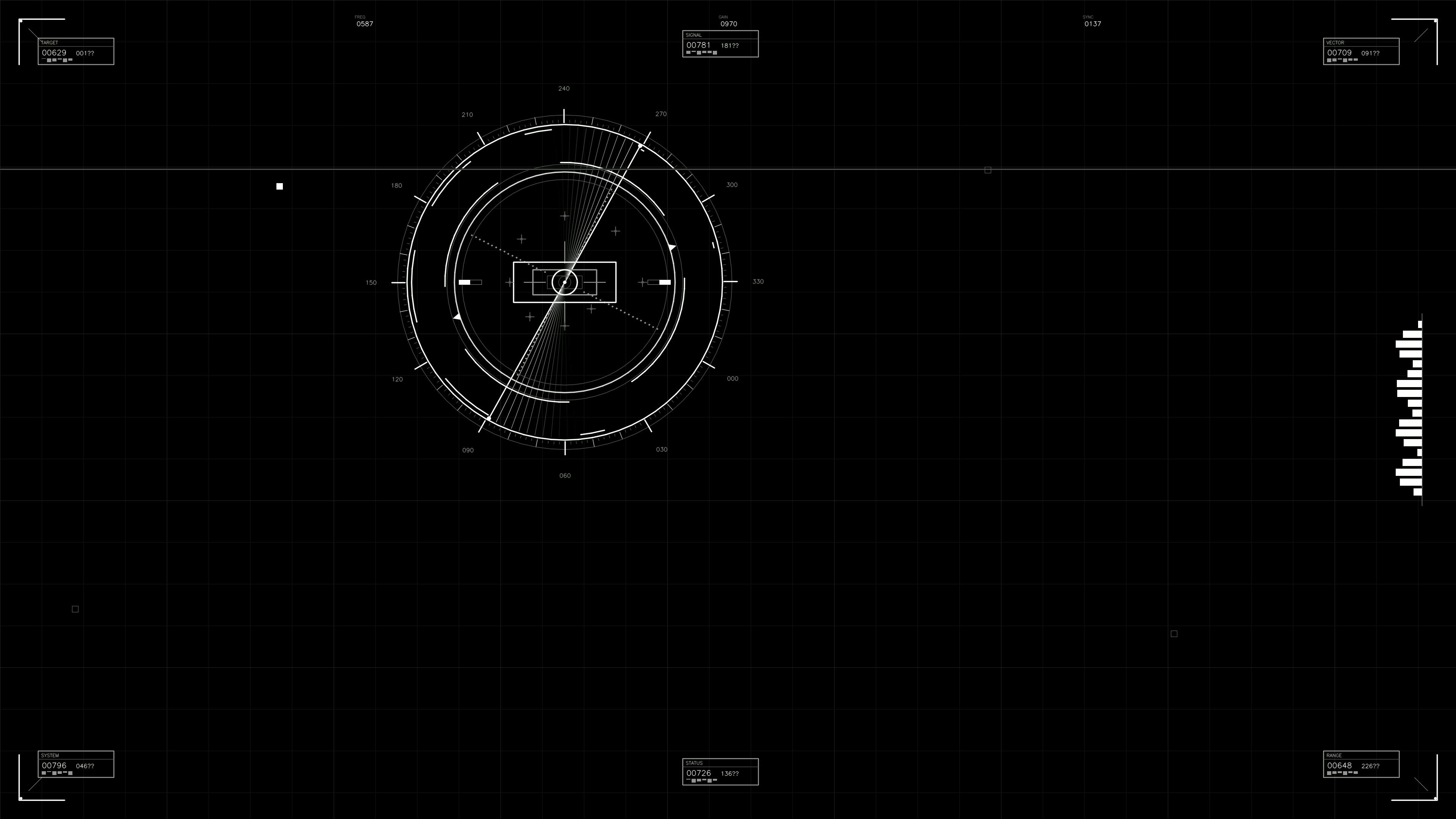 Military gui war stock footage hud animation for science fiction production view of targeting system on black background