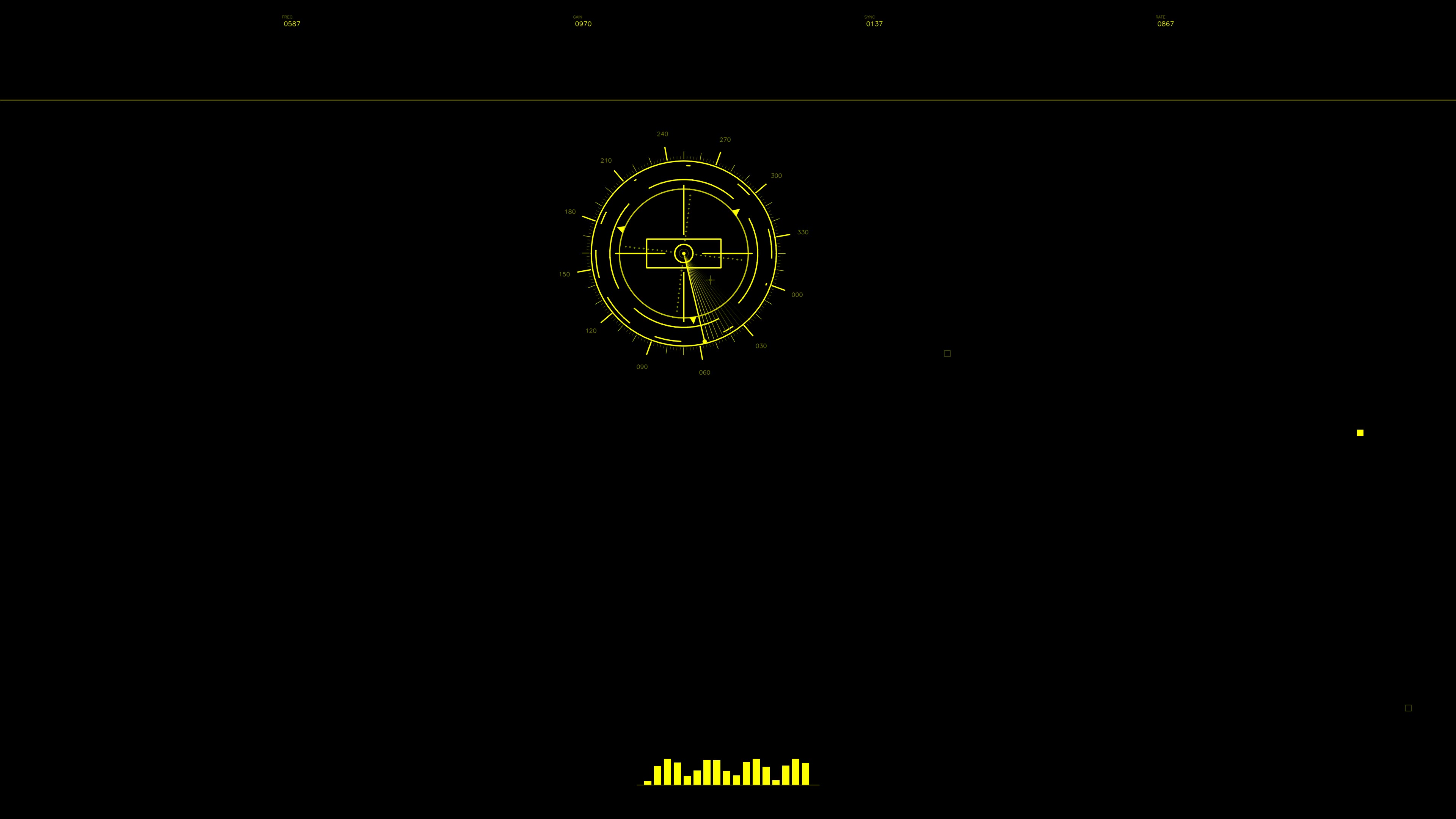 Military gui war stock footage hud animation for science fiction production in dark environment with yellow graphical elements