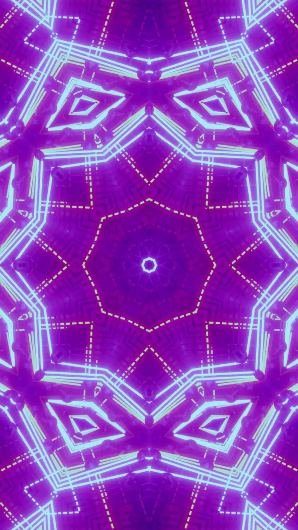 Vibrant tunnel video loop featuring neon lights and geometric pat