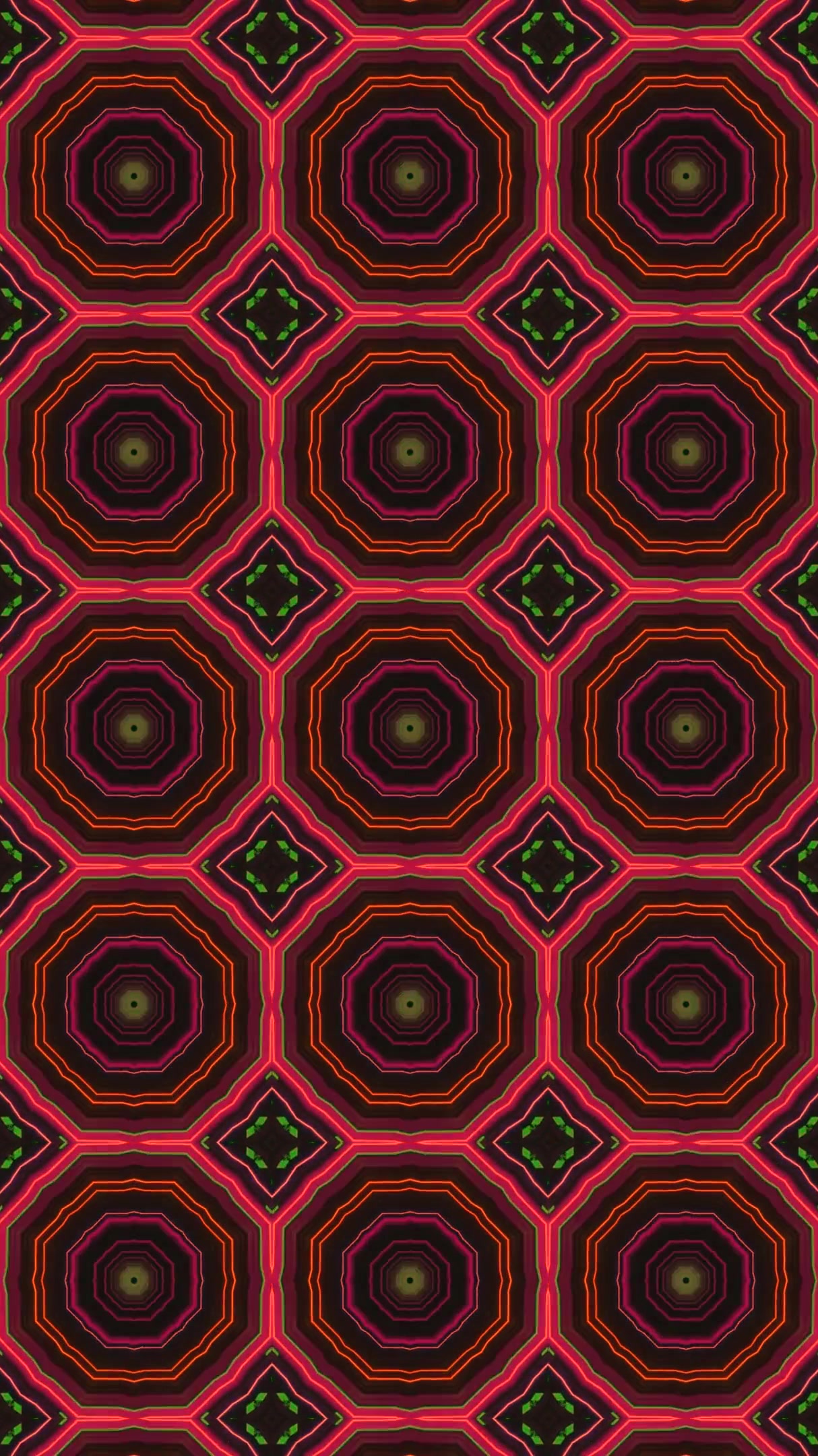 Vibrant tunnel loop displaying geometric patterns in motion featuring bright colors