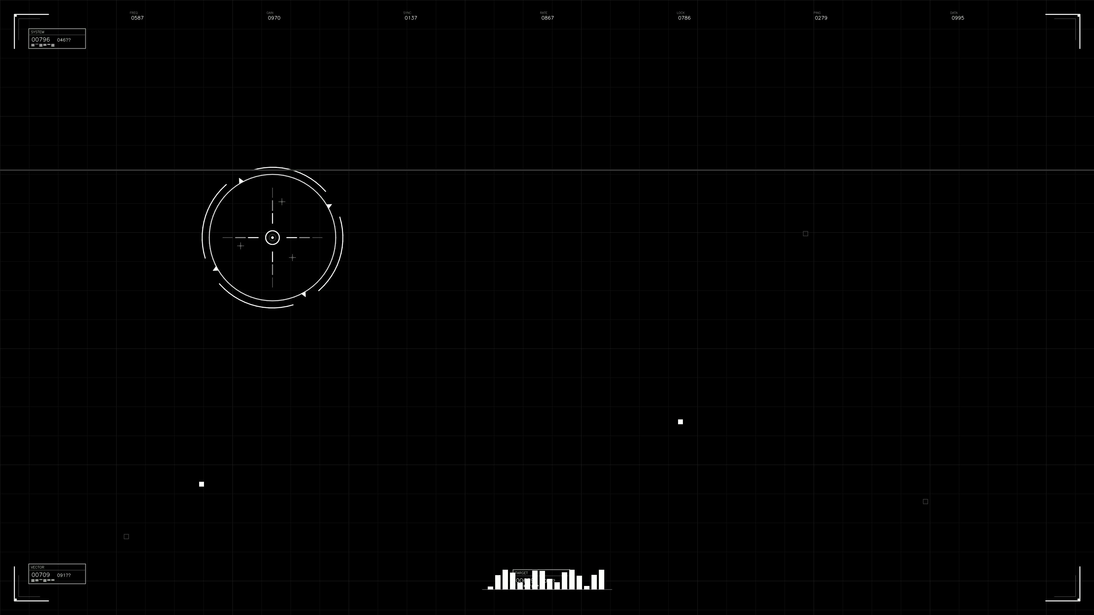 Military gui war stock footage hud animation used for science fiction production showing tracking and targeting graphics on a black background