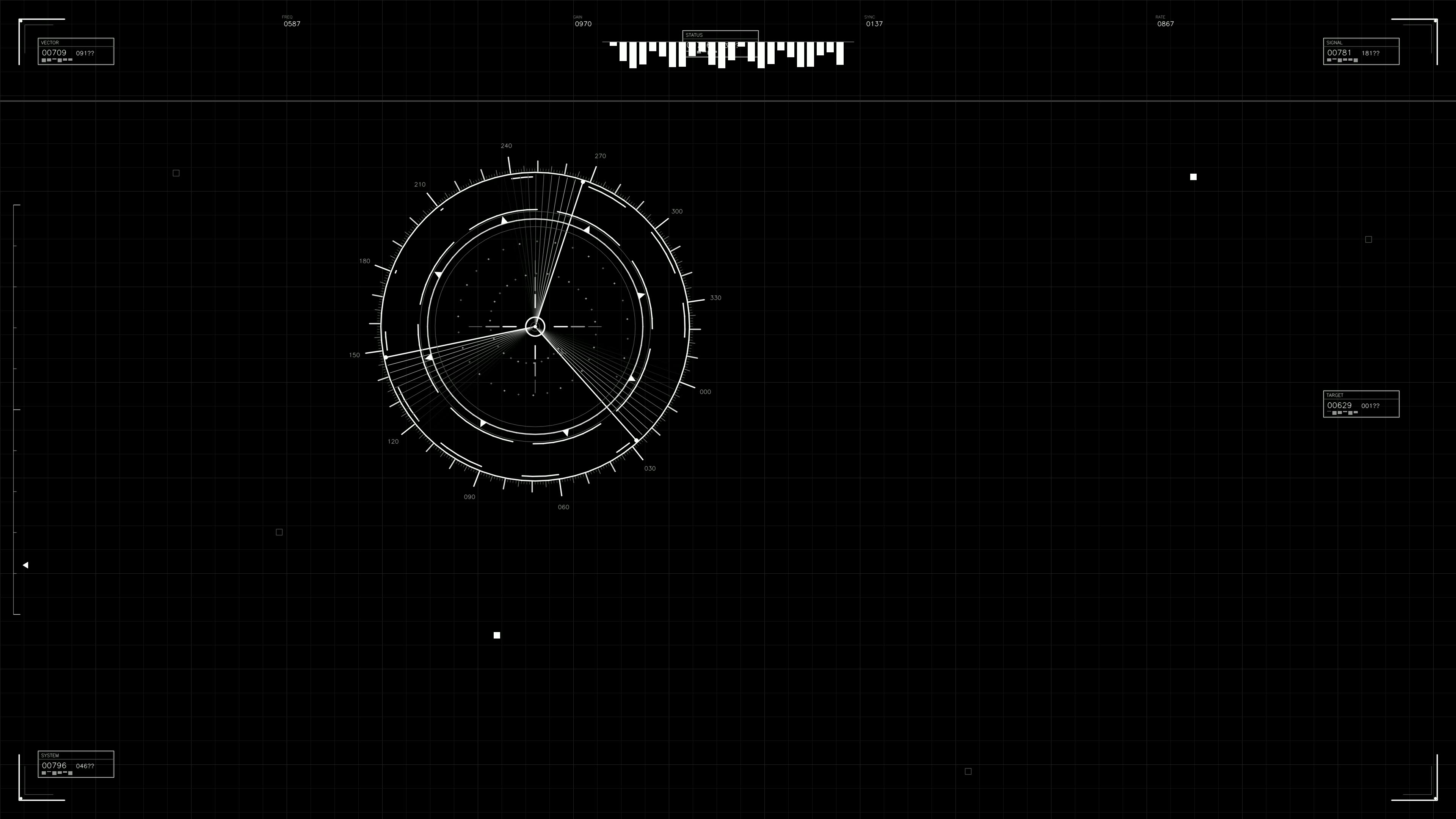 Military hud animation shows data readings for sci-fi war scenes and advanced technology interfaces