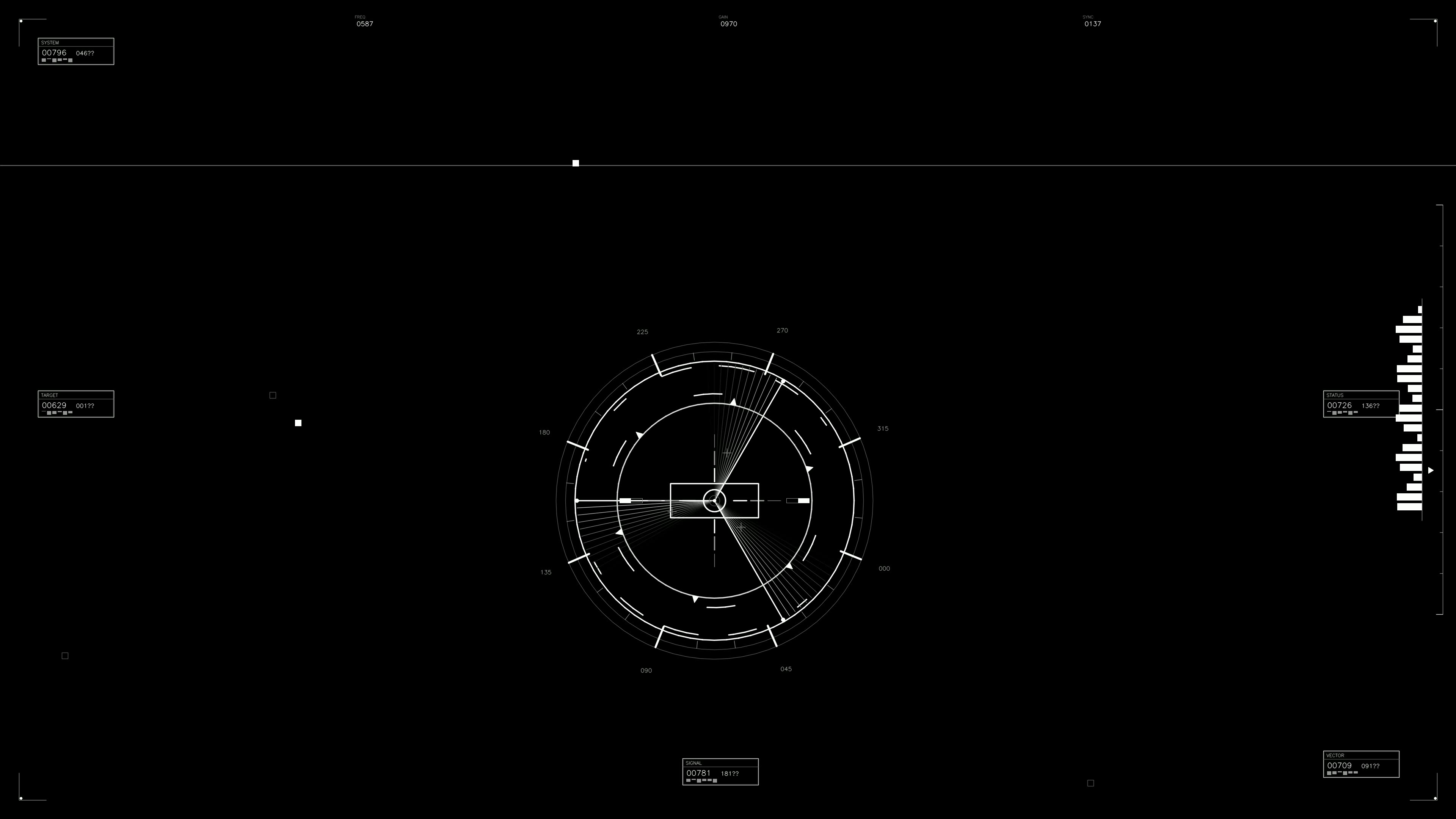 Military gui war stock footage hud animation designed for science fiction production in dark setting with circular graphics