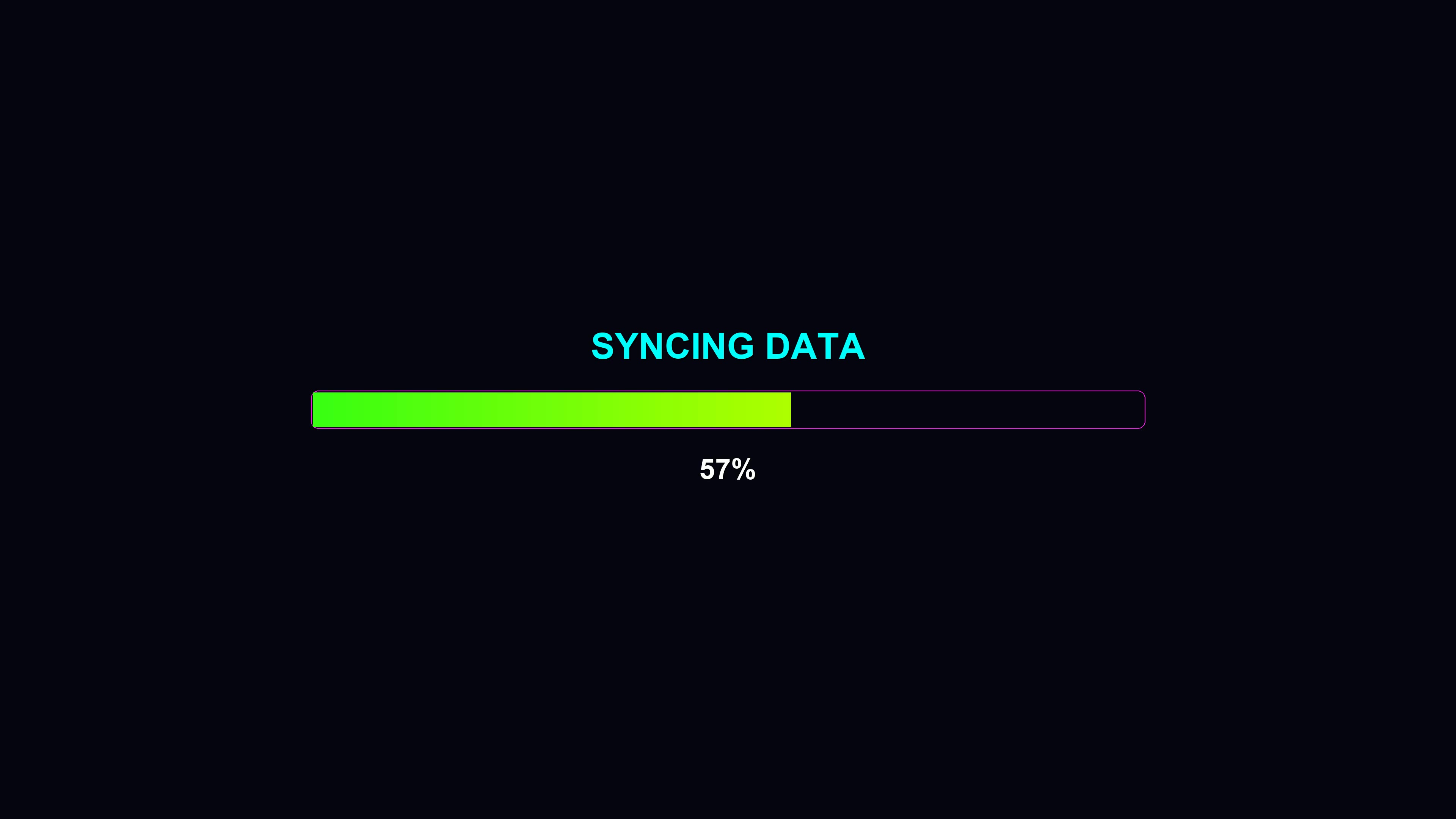 Modern style progressbar animation for waiting periods with syncing data status displayed