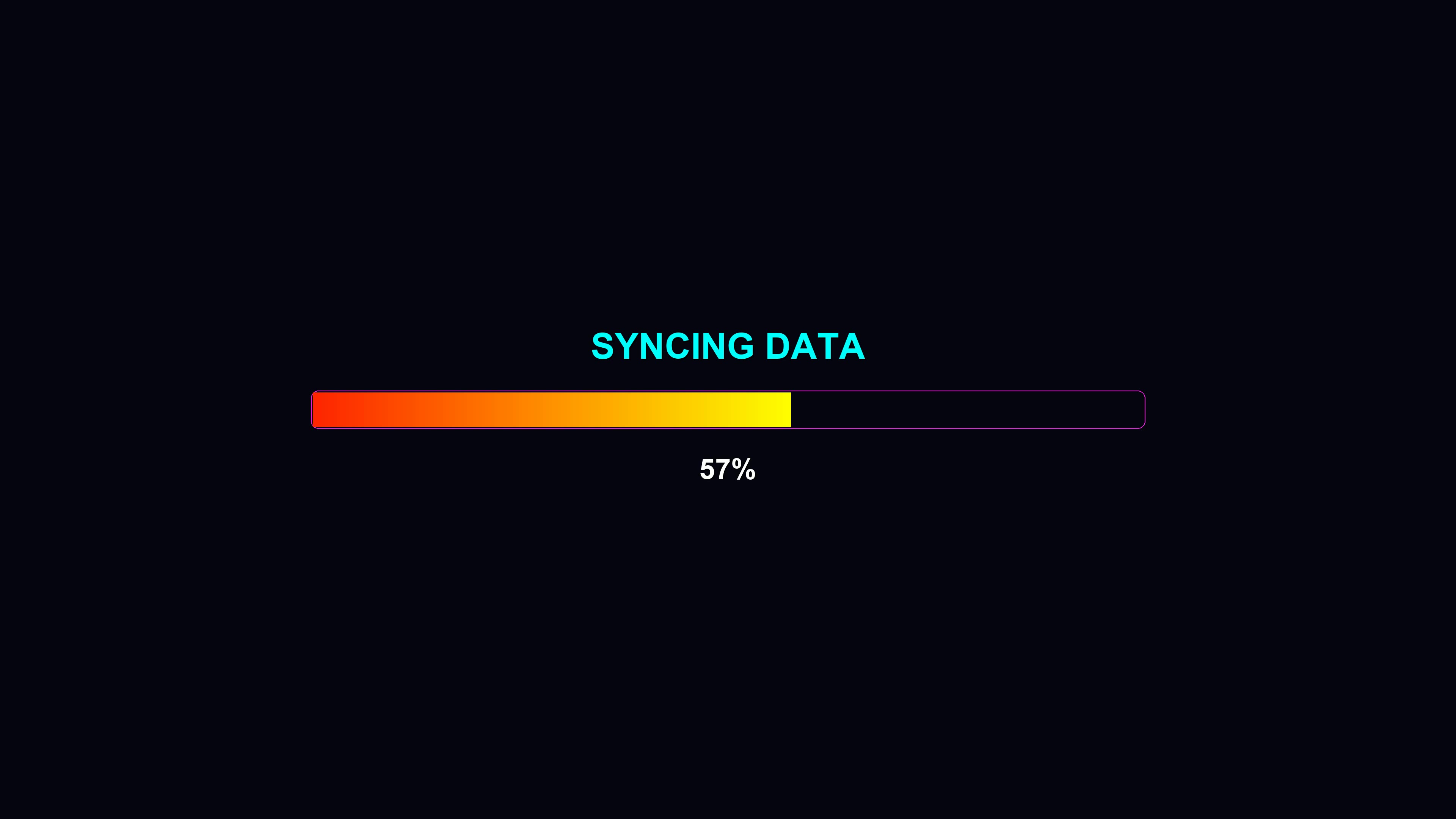 Syncing data progress bar animation shows waiting periods in modern style without distractions or clutter