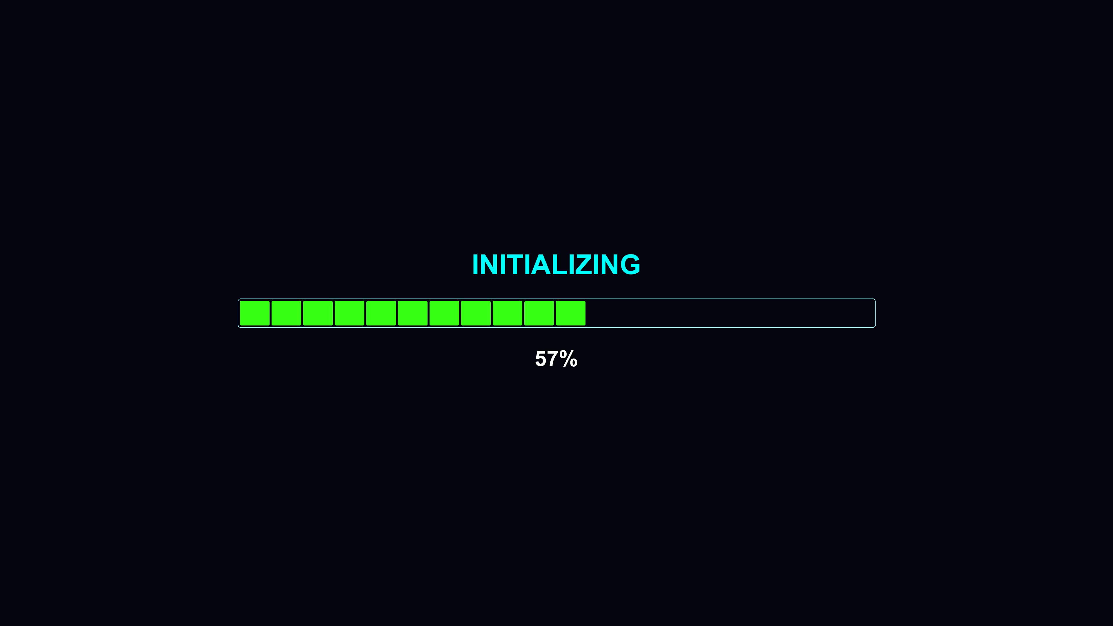 Modern style progress bar animation for waiting periods during initialization of tasks or applications displayed on a dark background