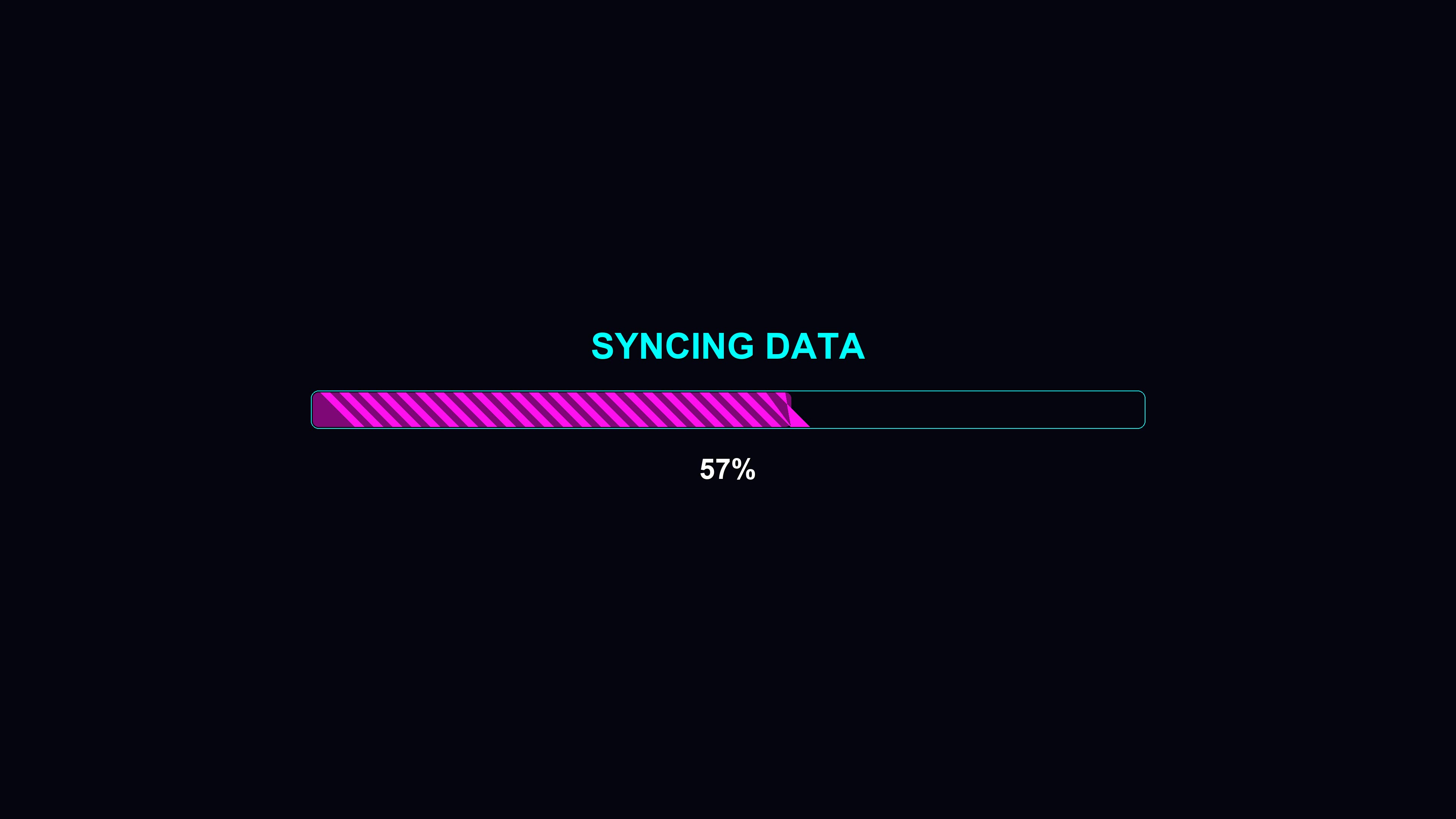 Modern progress bar animation showing data syncing with completion percentage displayed in a digital format