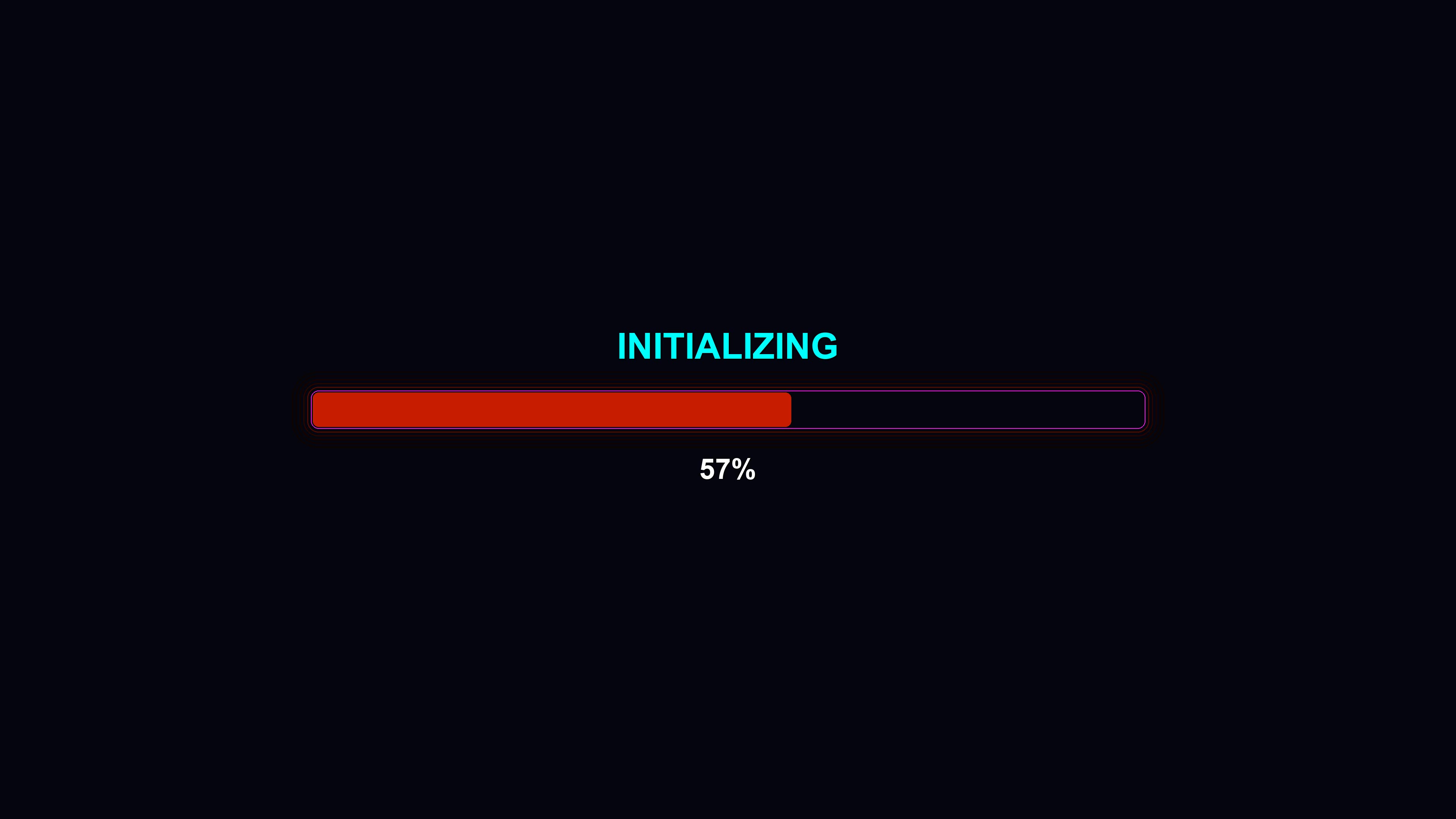 Modern style progress bar animation used during waiting periods showing initialization and loading status with 100 percent completion
