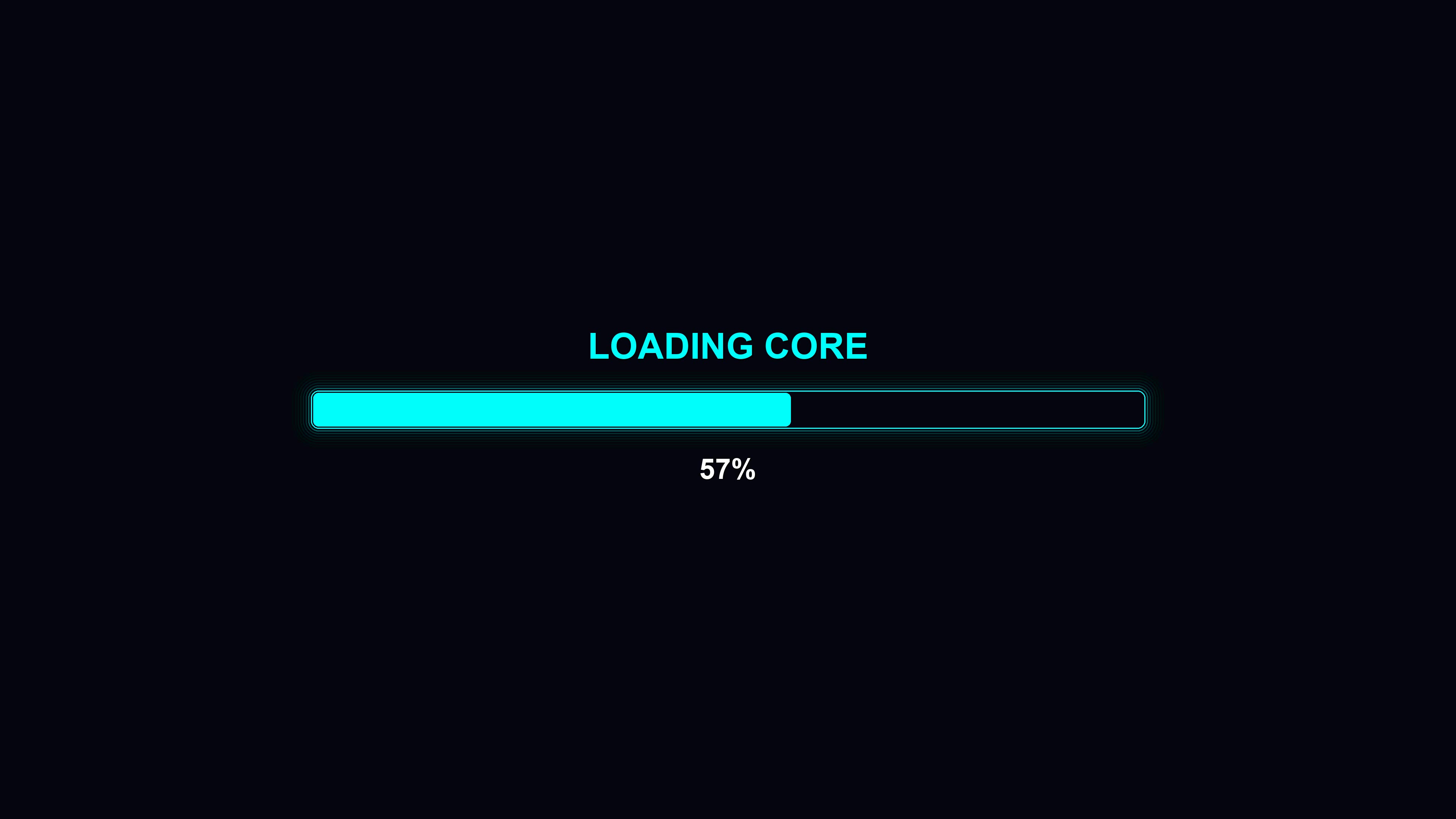 Progressbar animation shows loading state with full completion in modern style on a dark background