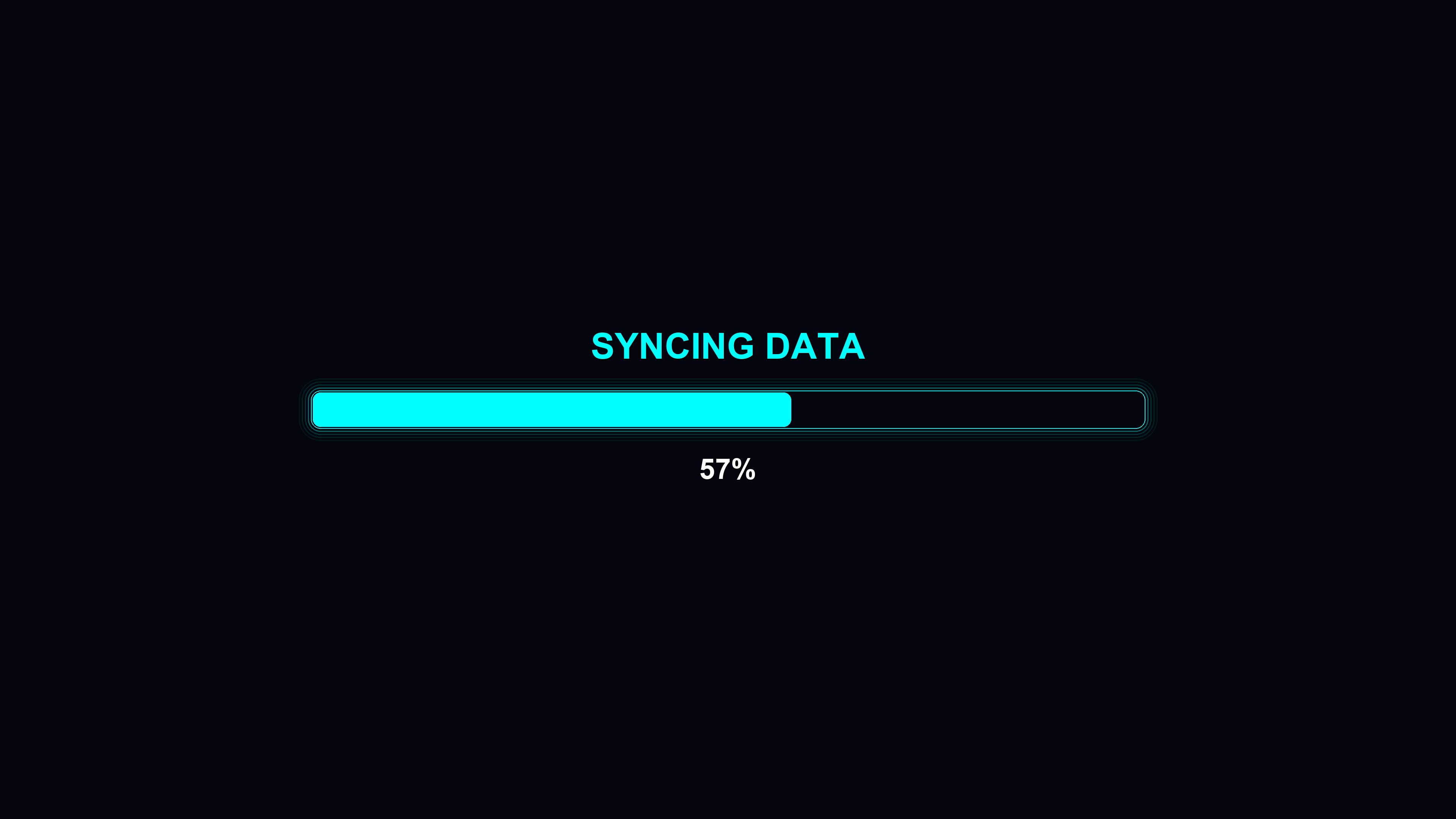 Progress bar animation showing data syncing at one hundred percent in a modern style for waiting periods during tasks or processes