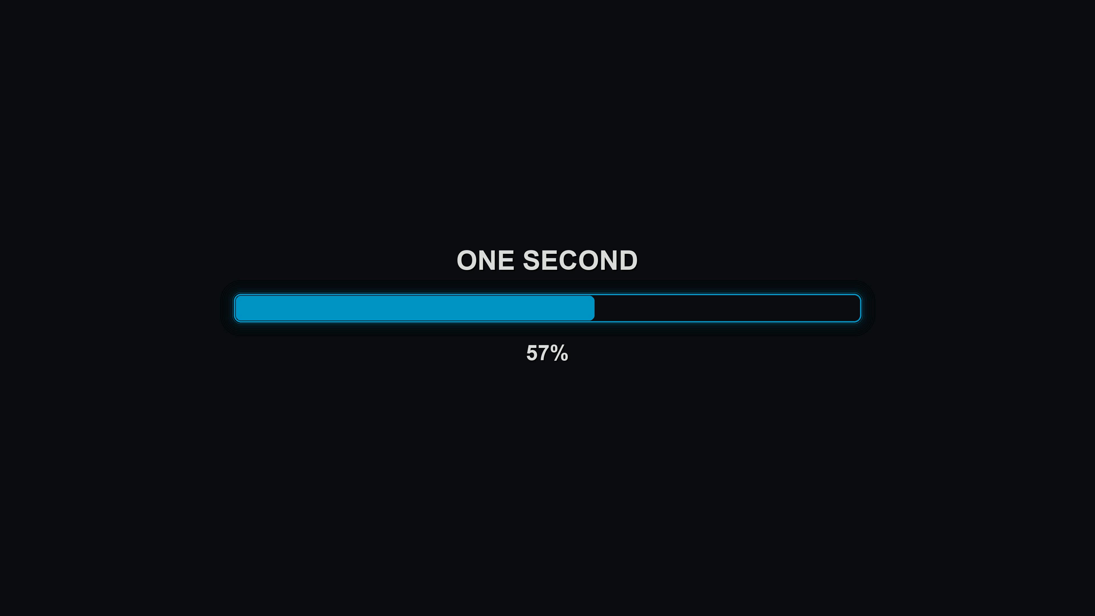 Progress bar animation indicating loading time with clear duration mentioned on a dark background