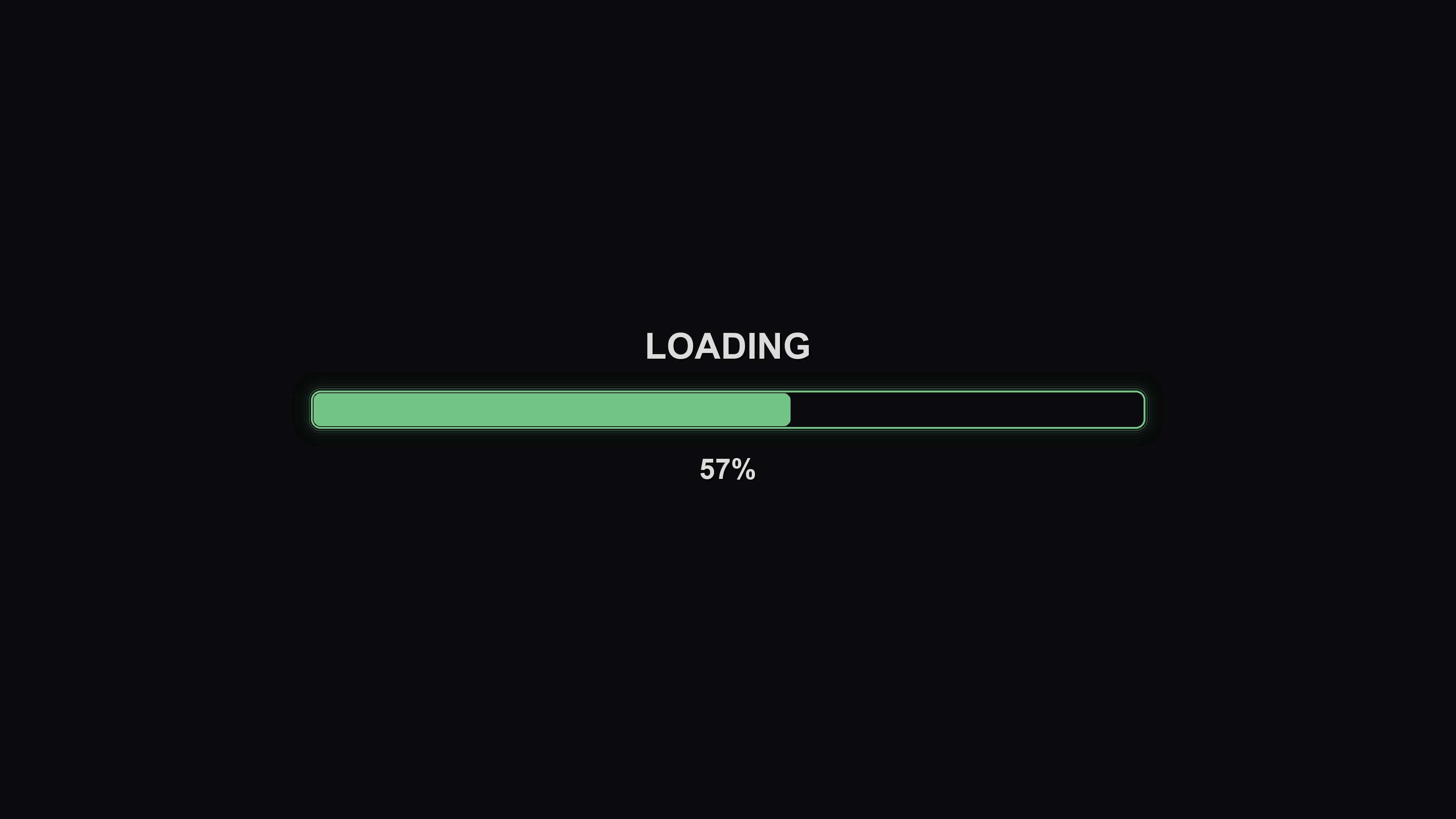 Progress bar shows loading status reaching one hundred percent on a blank background