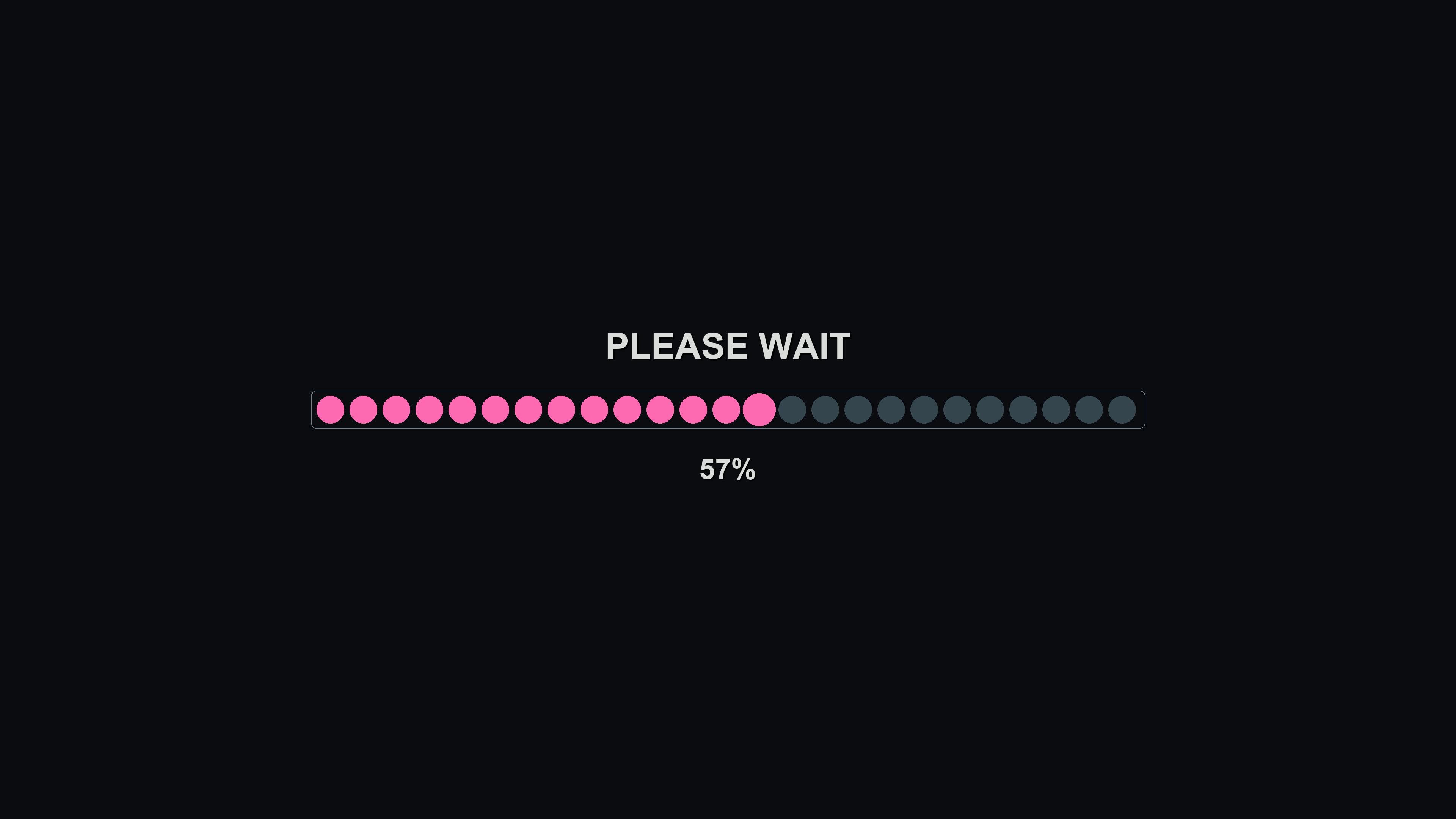 Loading progress bar animation shows users the status of a task with a message indicating to please wait until completion