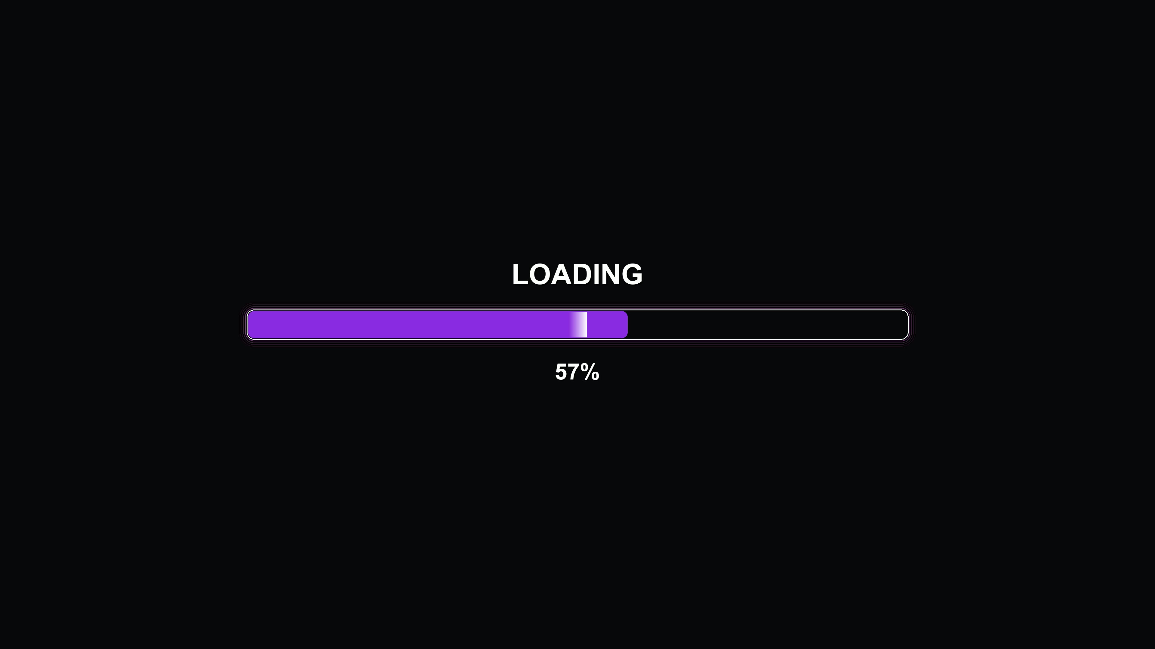Stylish modern progressbar animation with vibrant colors that shows loading status and percentage completion on a black background