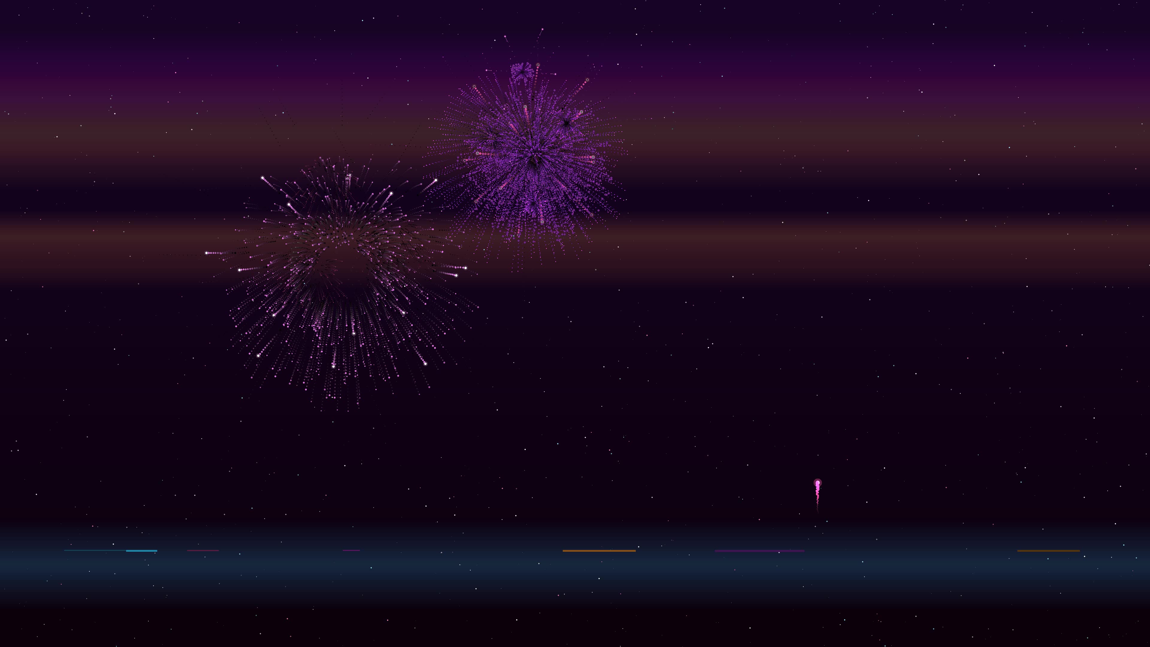 Valentines Day fireworks display with heart shapes lighting up the night sky in celebration of love