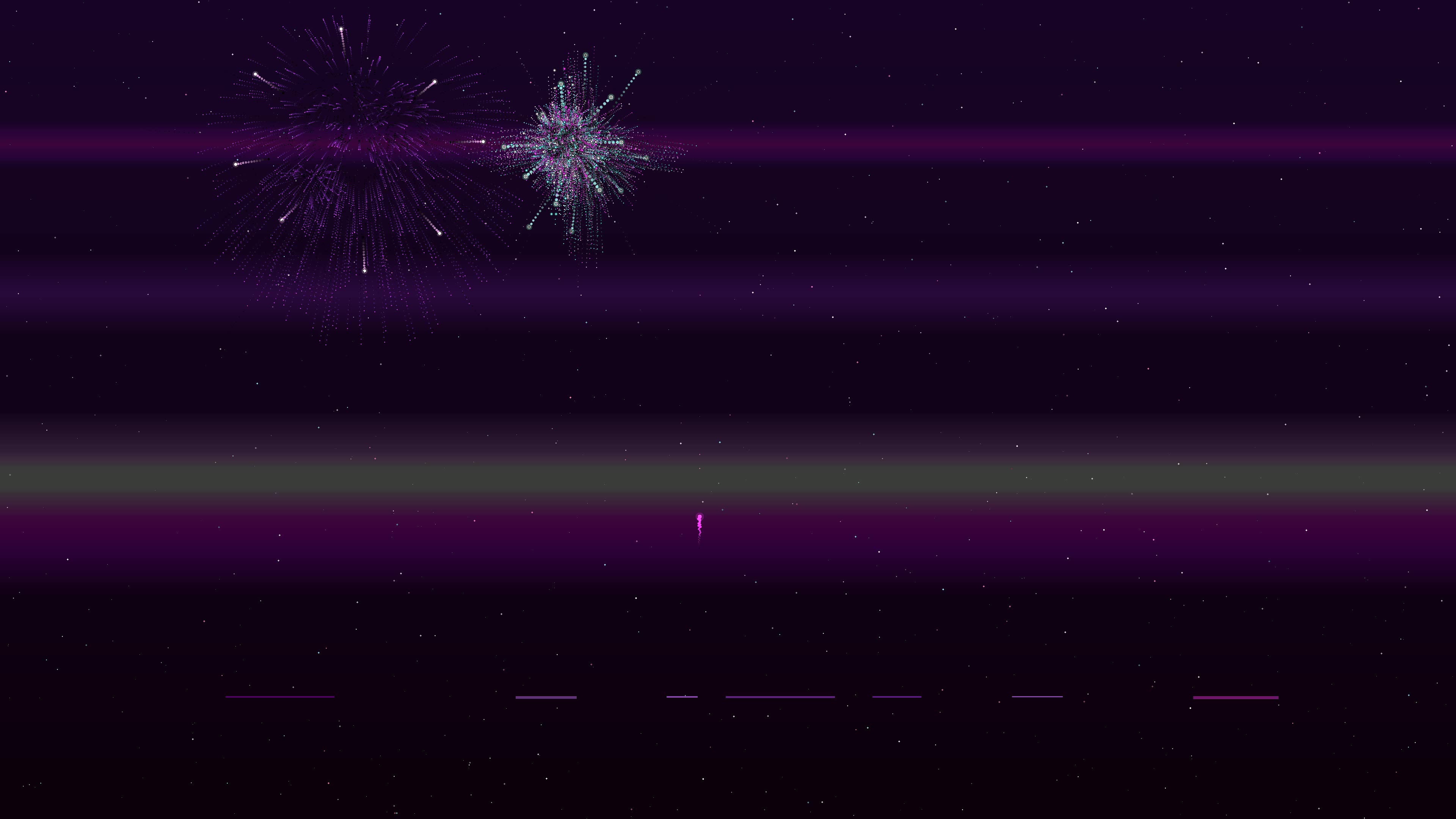 Valentines day celebration with fireworks and heart shapes lighting up the night sky