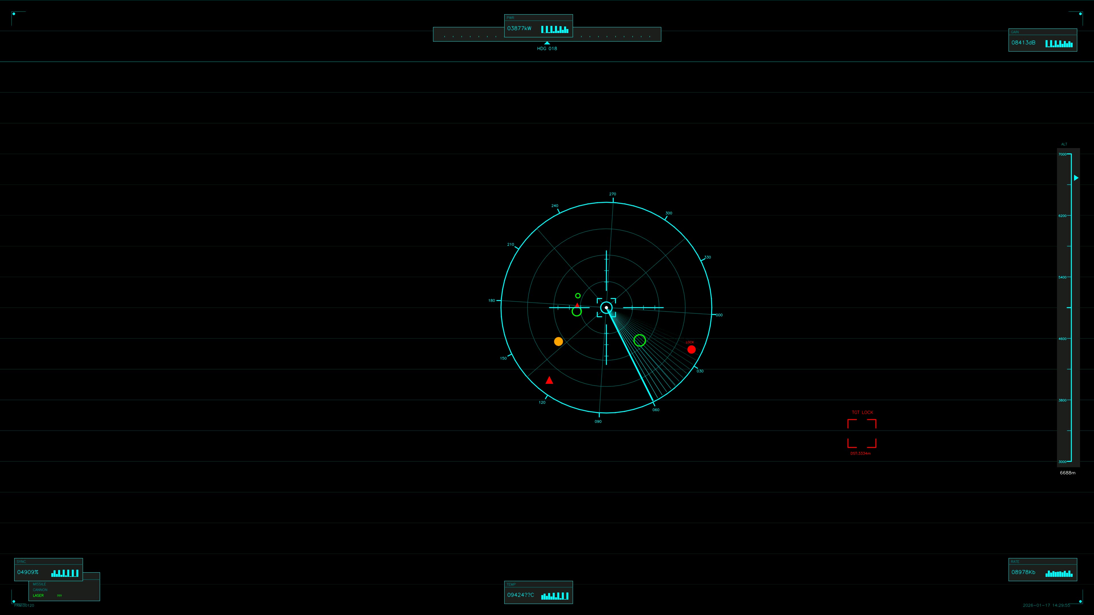 Military GUI war stock footage HUD animation for science fiction production in digital environment