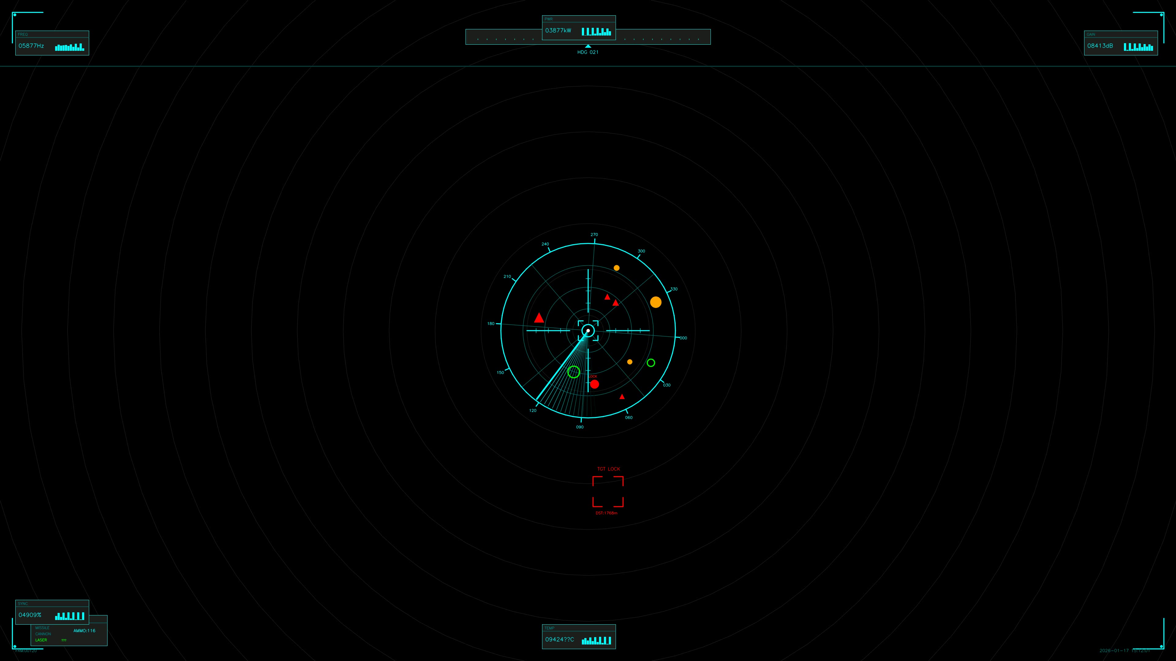 Military gui war stock footage hud animation for science fiction production featuring data display and target tracking