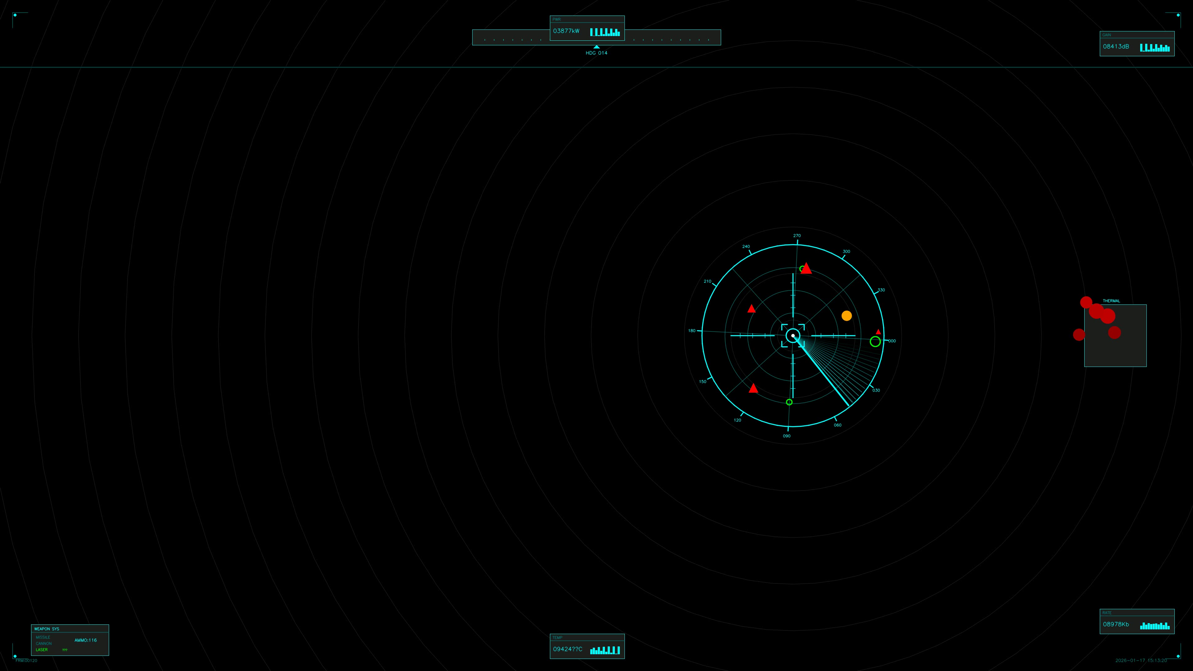 Military gui war stock footage with hud animation for science fiction production in dark screen setting