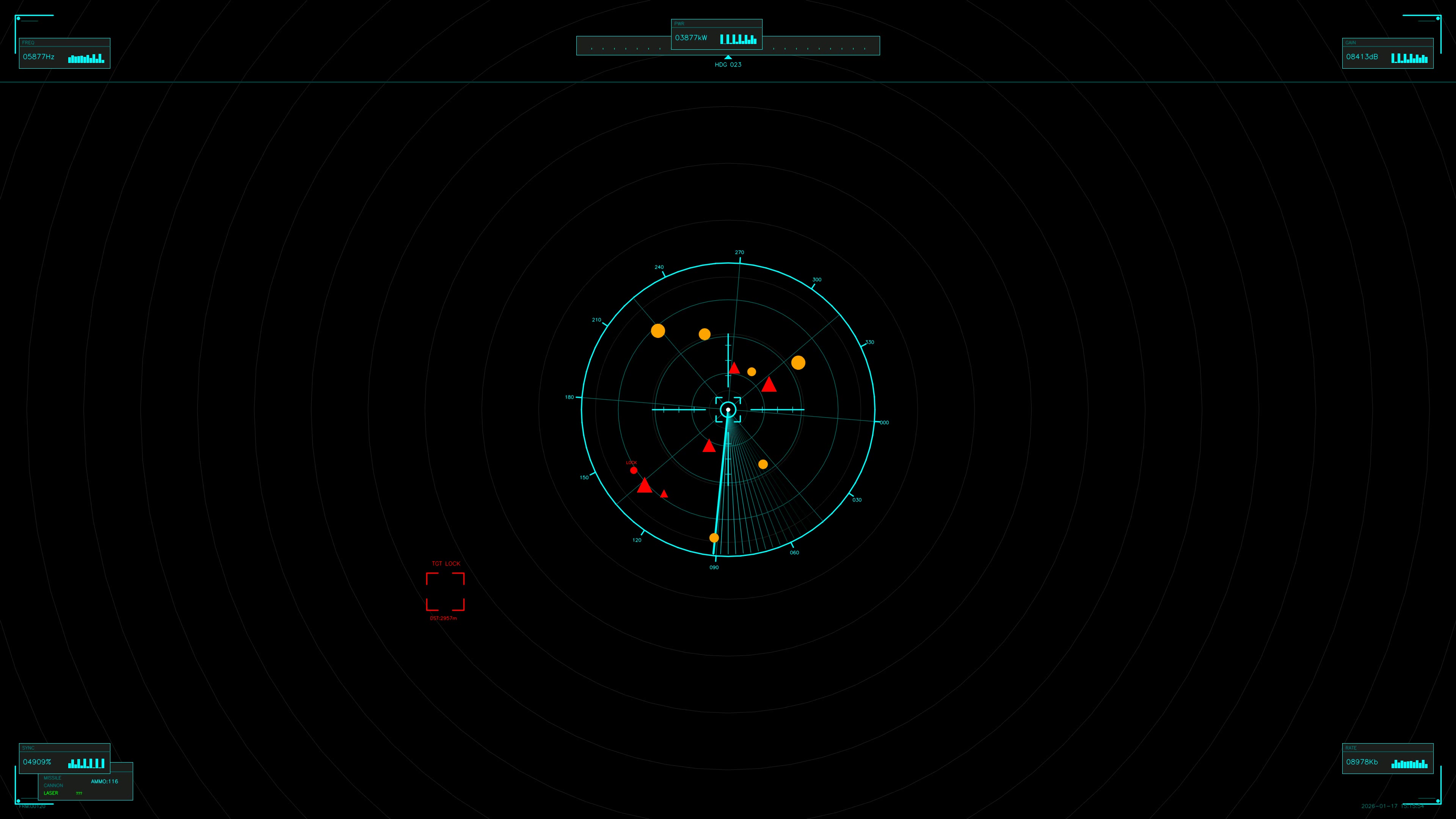 Military gui war stock footage hud animation for science fiction production featuring radar graphics and targets
