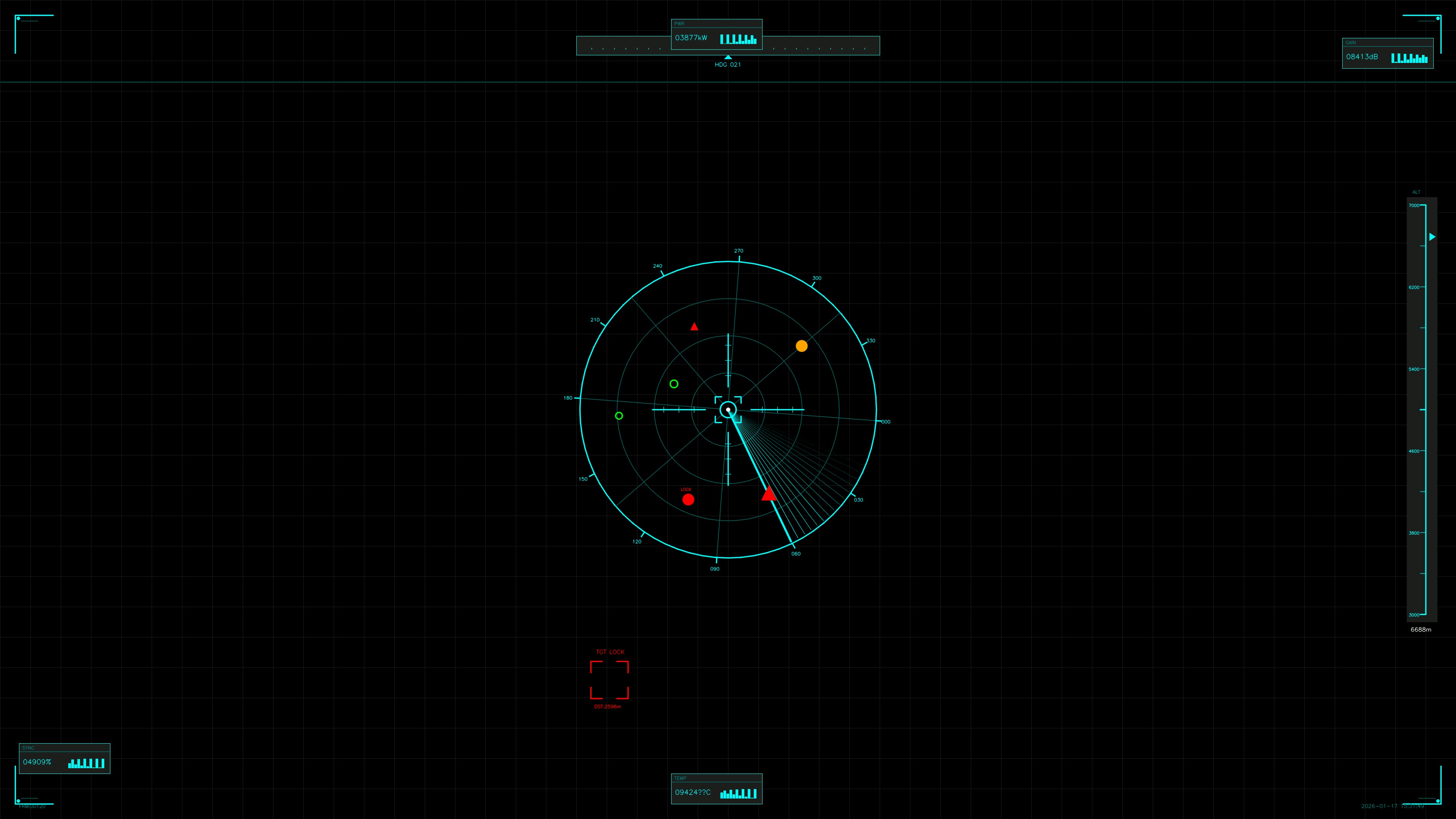 Military gui war stock footage hud animation for science fiction production with radar display and target tracking elements