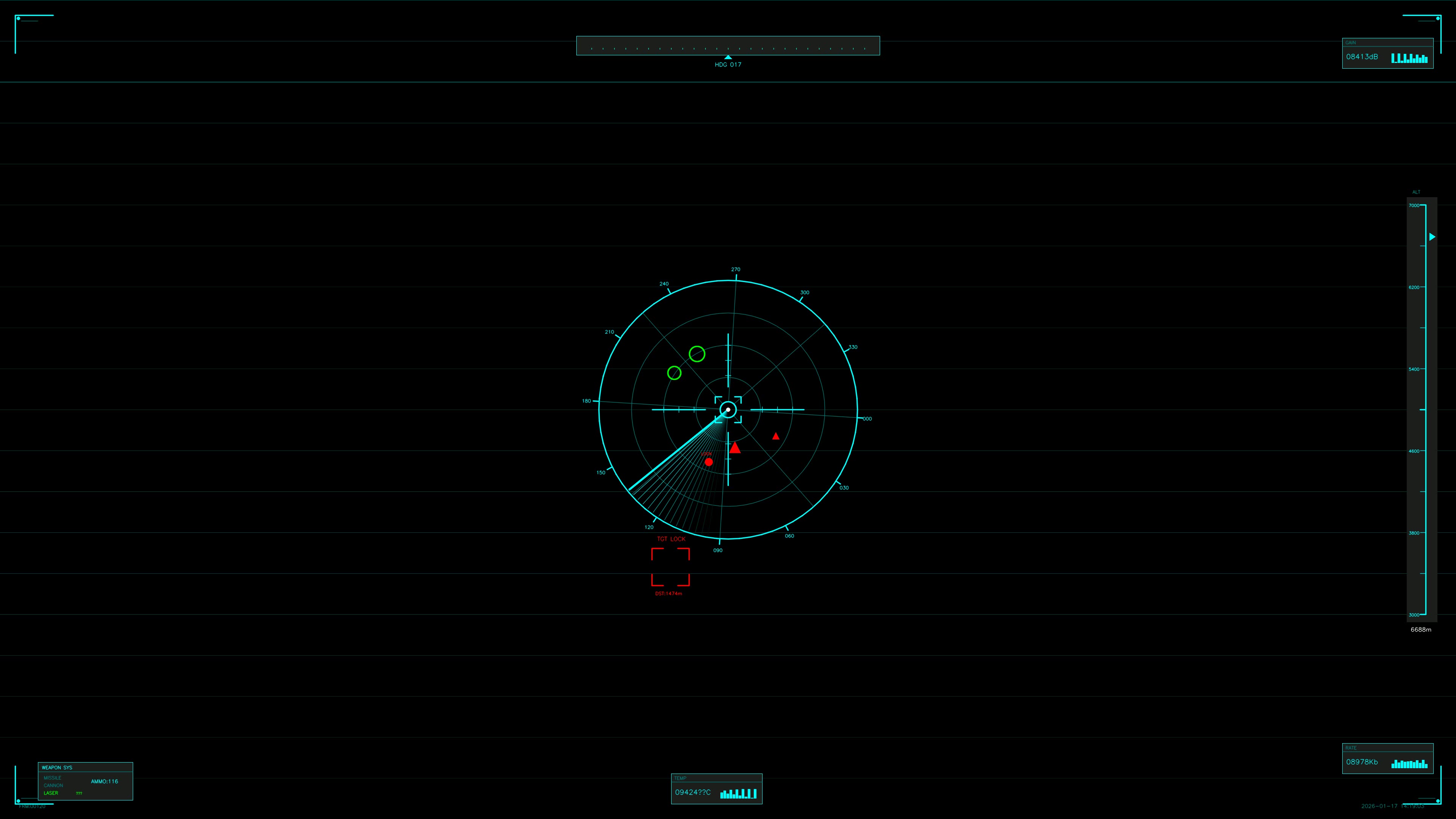 Military gui war stock footage showing hud animation for science fiction production and visual effects in a dark setting