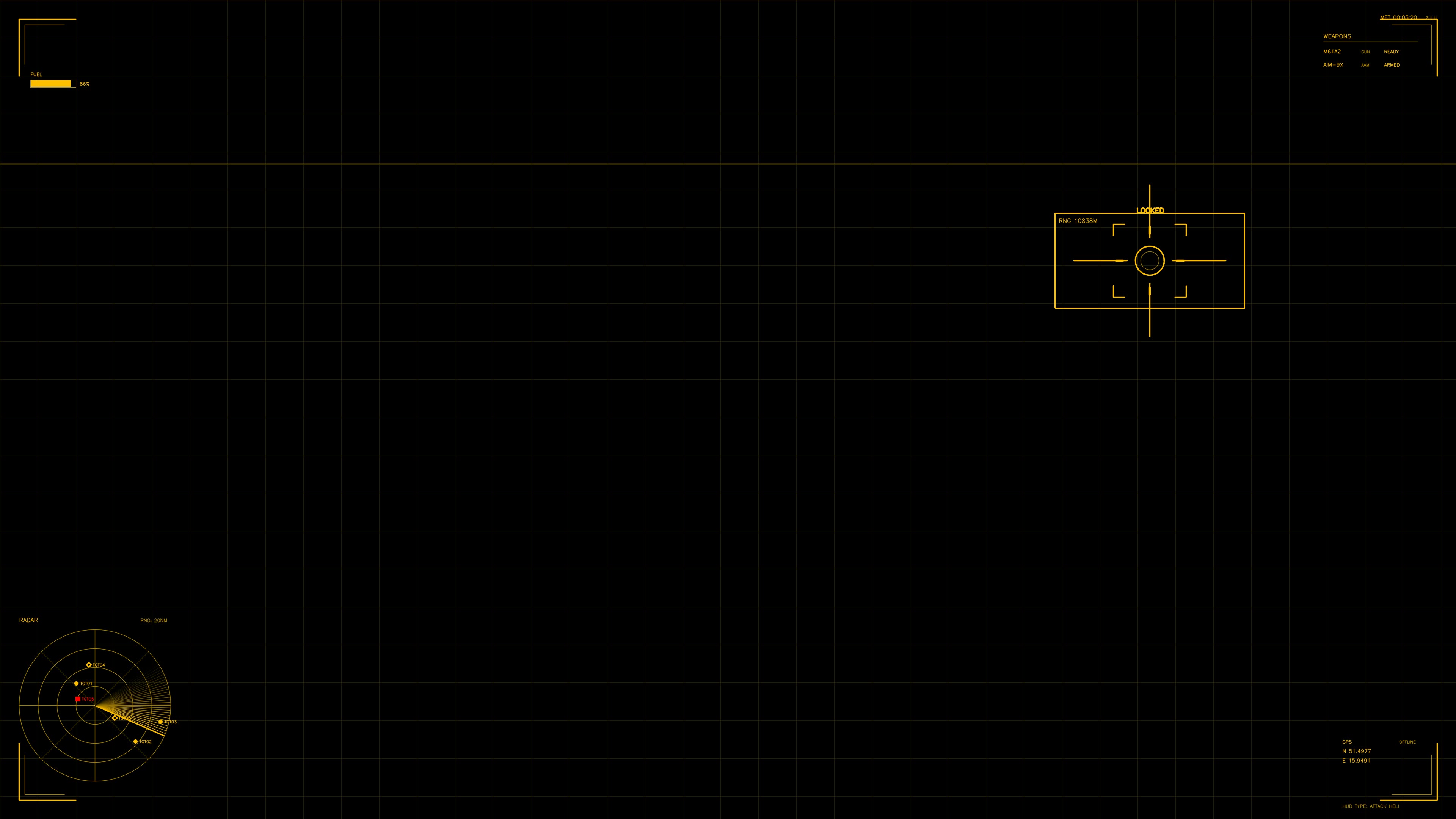 Military GUI war stock footage HUD animation for science fiction production in dark design with radar elements for visual effects