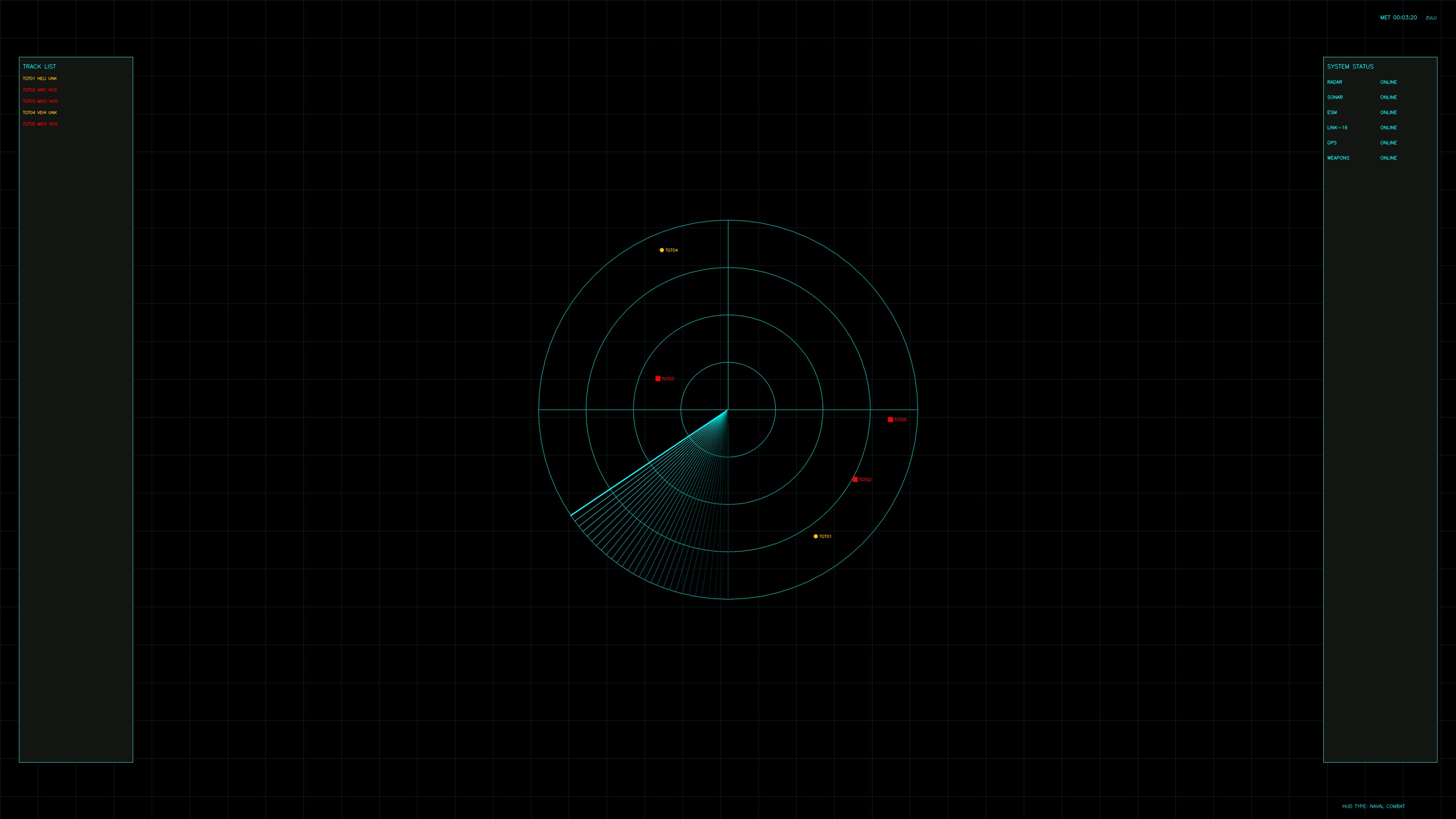 Military GUI war stock footage HUD animation for science fiction production featuring radar display with detected targets