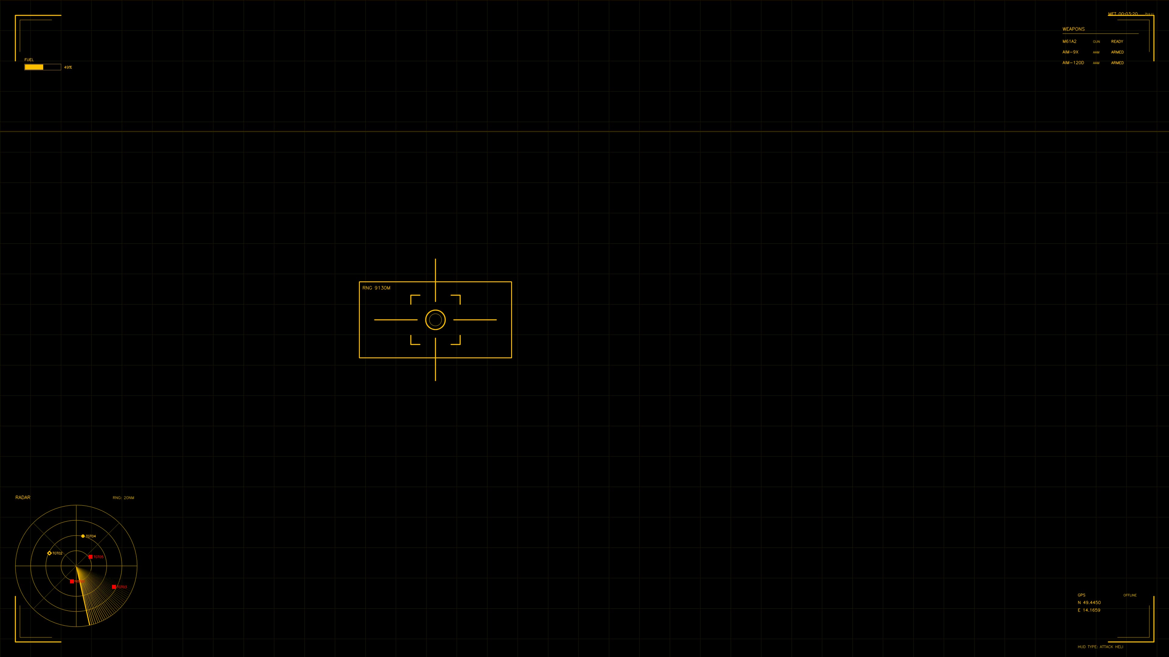 Military gui war stock footage hud animation for science fiction production with radar and targeting elements displayed on black background