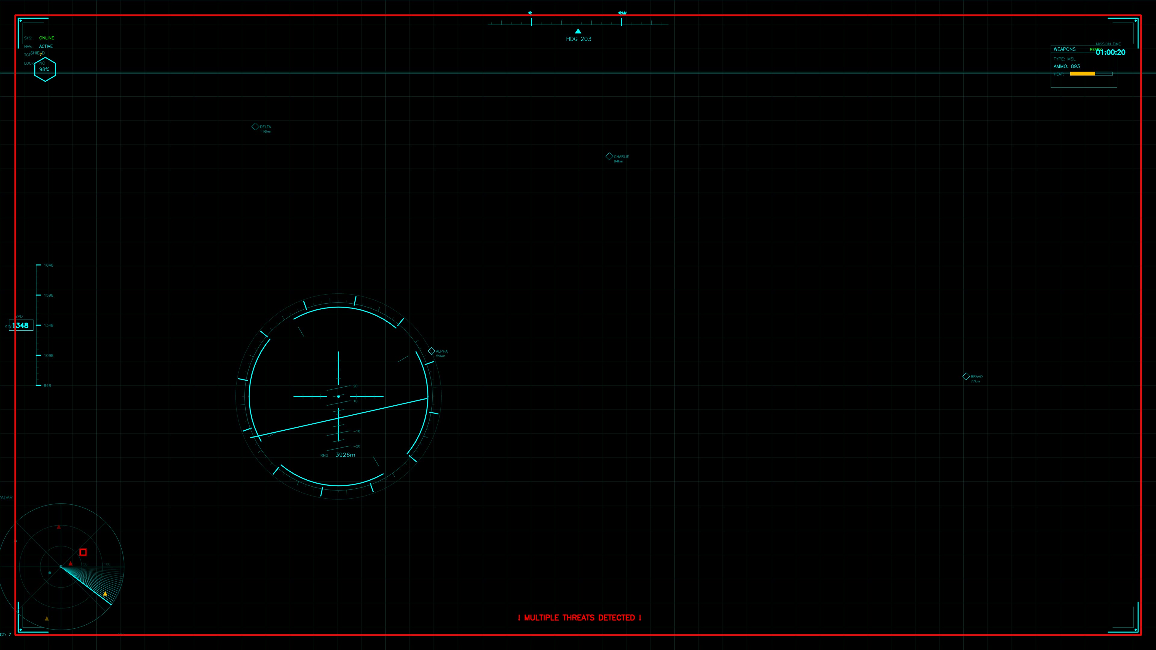 Military gui war stock footage for science fiction production featuring detailed hud animation on dark background